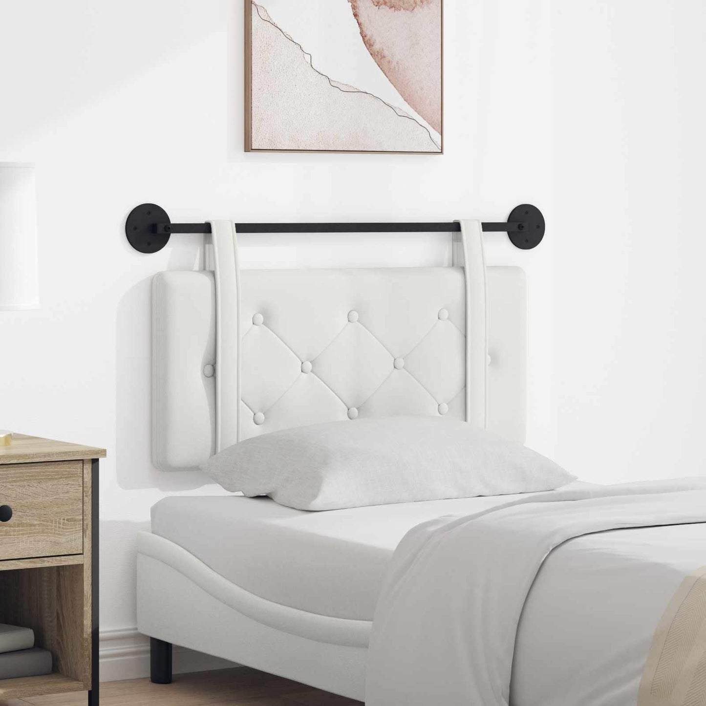 Testata appesa Montaggio a parete Bianco 90 cm Pelle Sintetica
