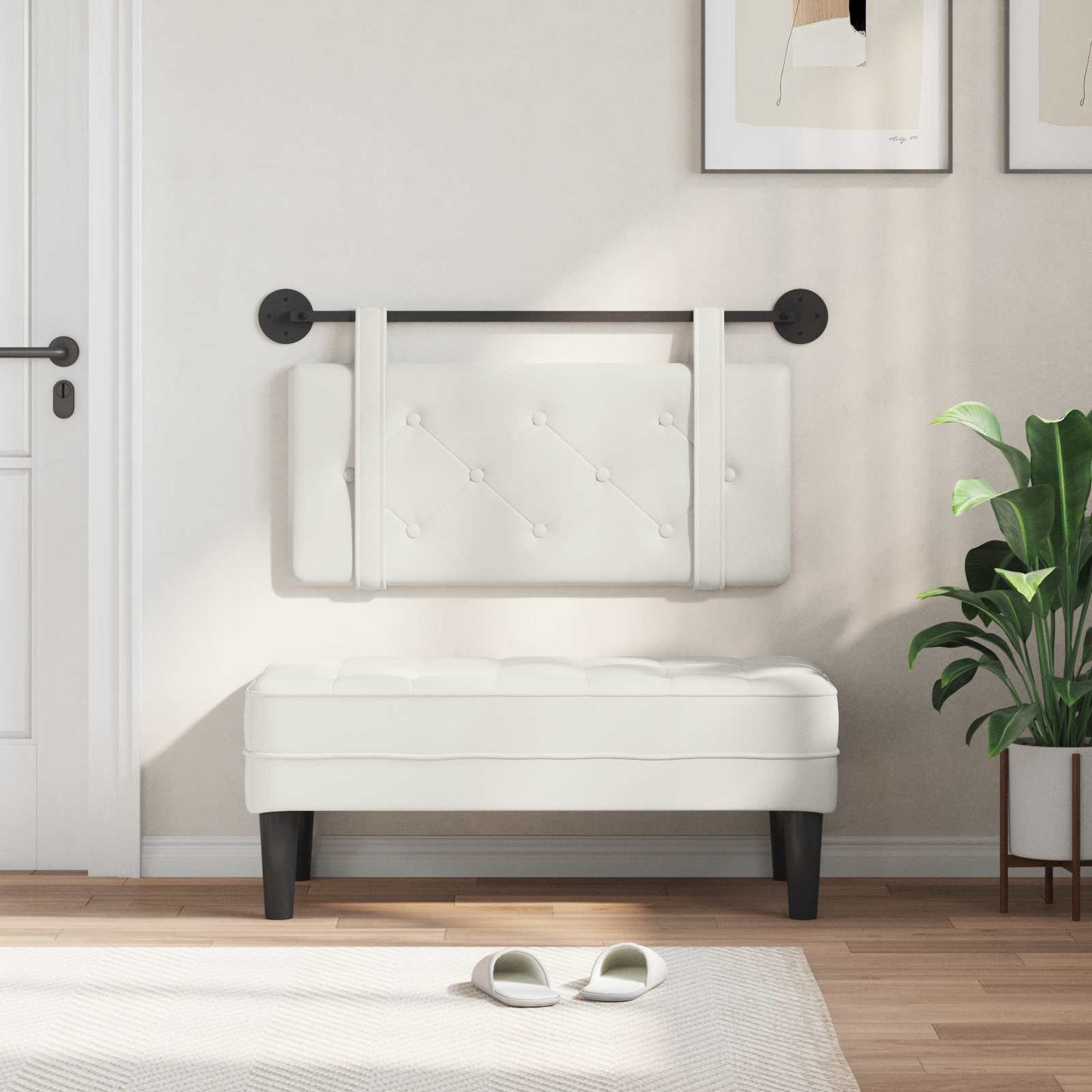Testata appesa Montaggio a parete Bianco 90 cm Pelle Sintetica
