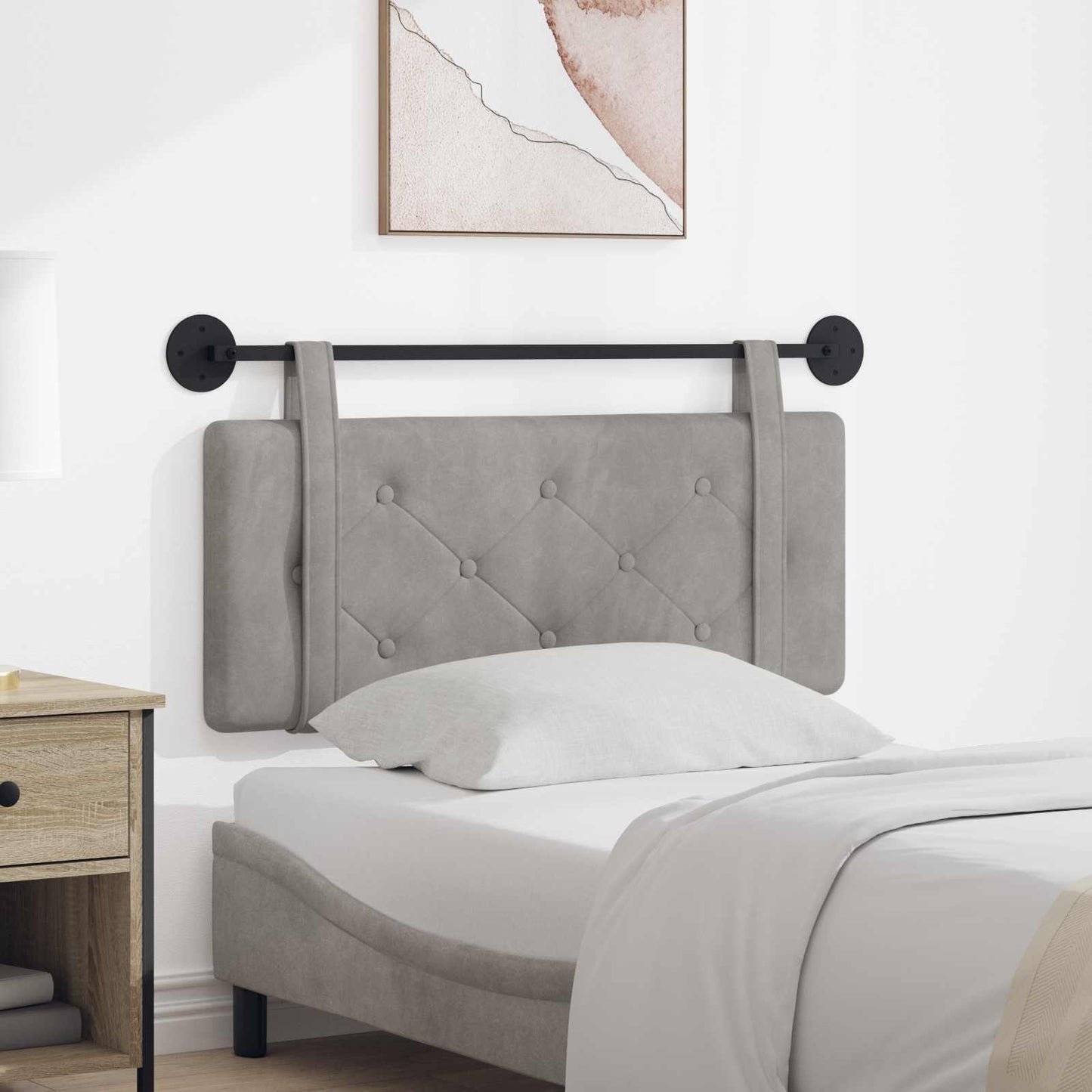 Testata appesa Grigio chiaro 110 x 55 x 5 cm Velluto