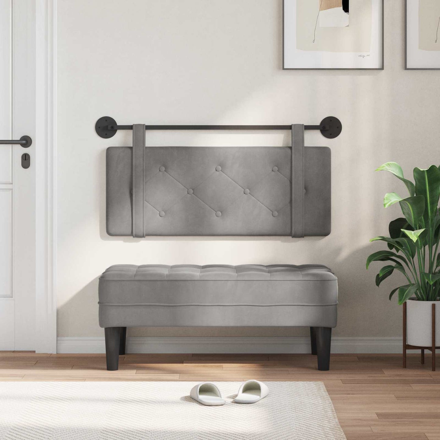 Testata appesa Grigio chiaro 110 x 55 x 5 cm Velluto