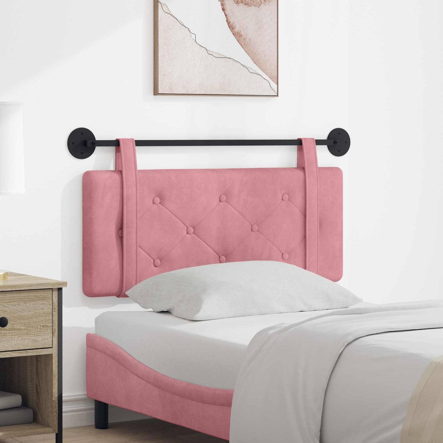 Testata appesa Montaggio a parete Rosa 110 x 55 x 5 cm Velluto