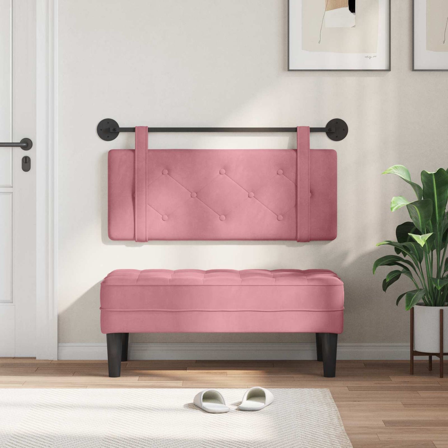 Testata appesa Montaggio a parete Rosa 110 x 55 x 5 cm Velluto