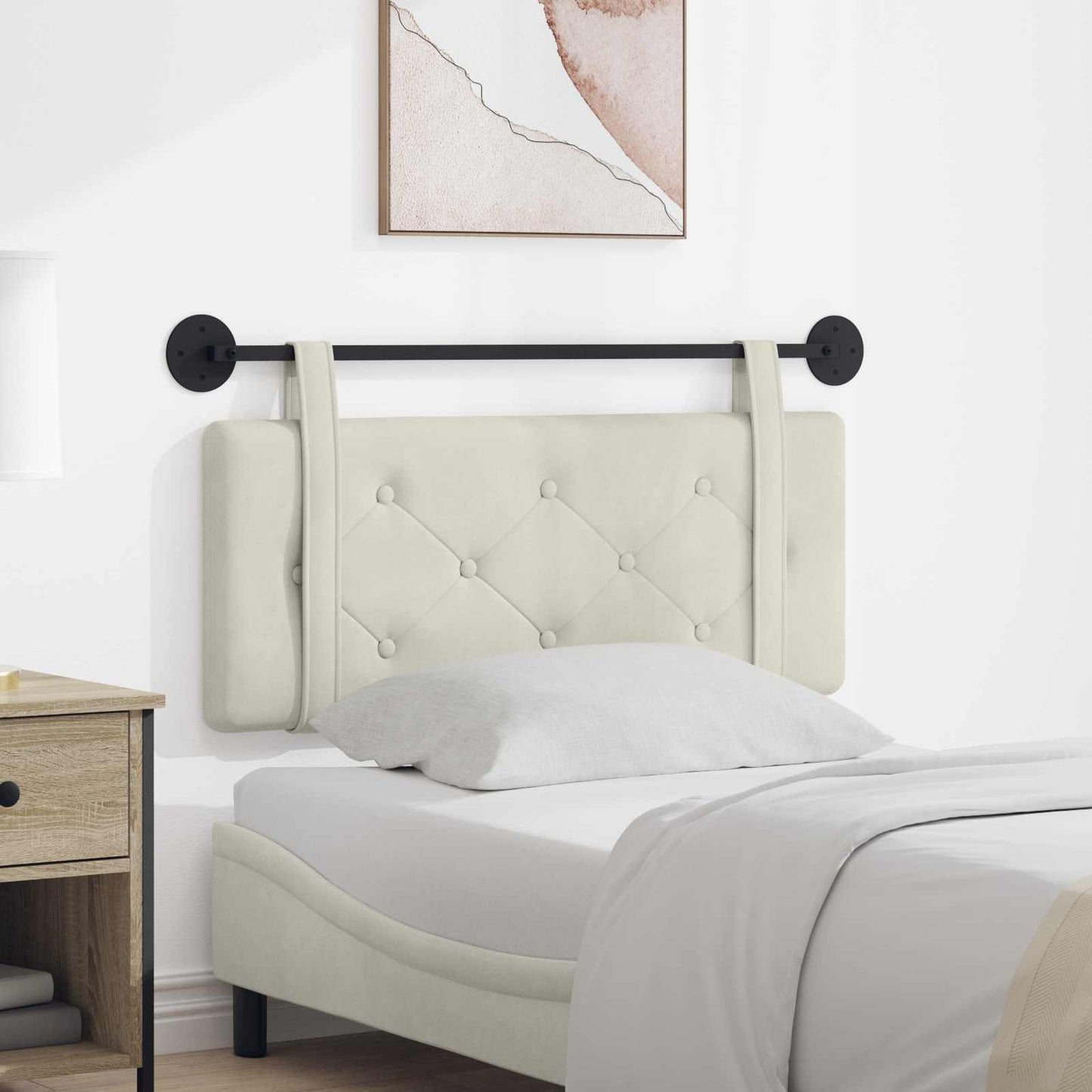 Testata appesa Montaggio a parete Crema 110 x 55 x 5 cm Velluto