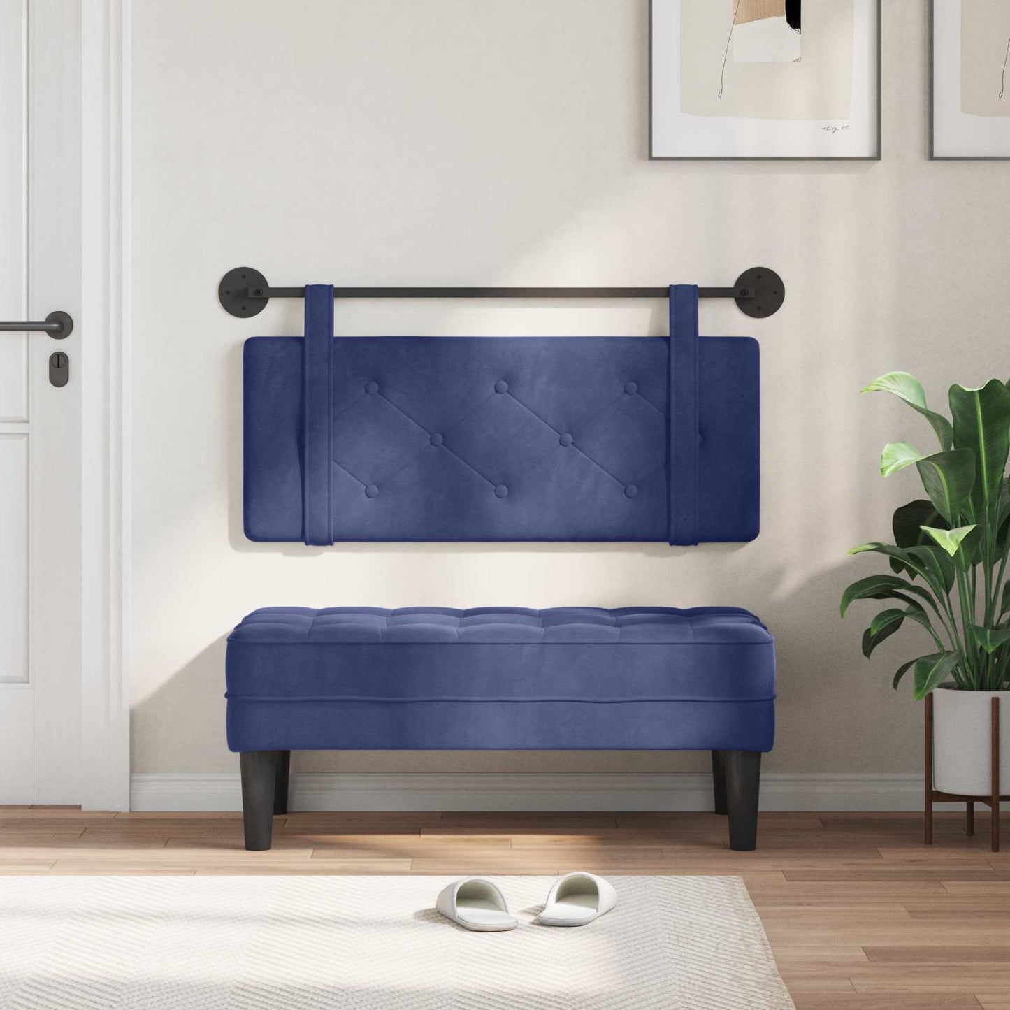 Testata appesa Blu Polizia 110 x 55 x 5 cm Velluto