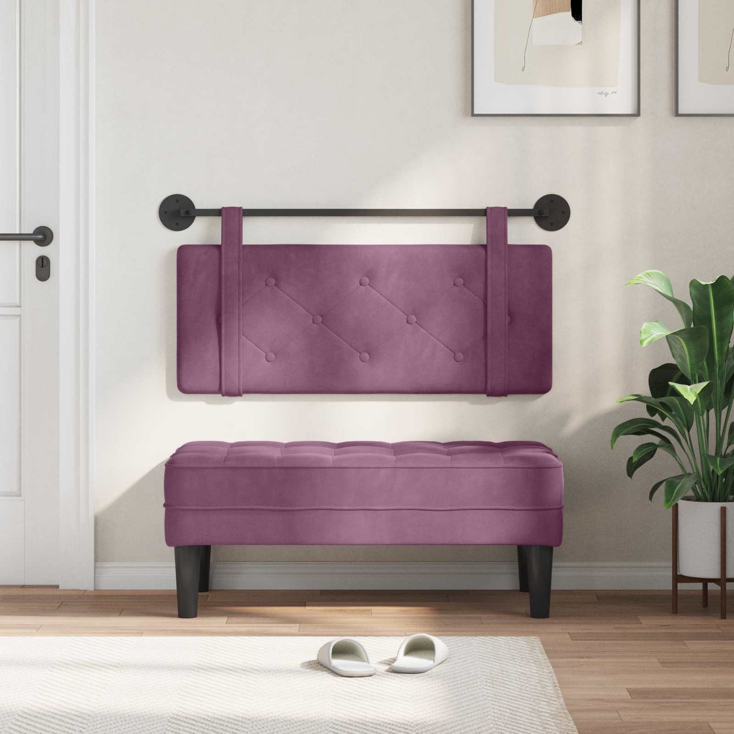 Testata appesa Montaggio a parete Viola 110 x 55 x 5 cm Velluto