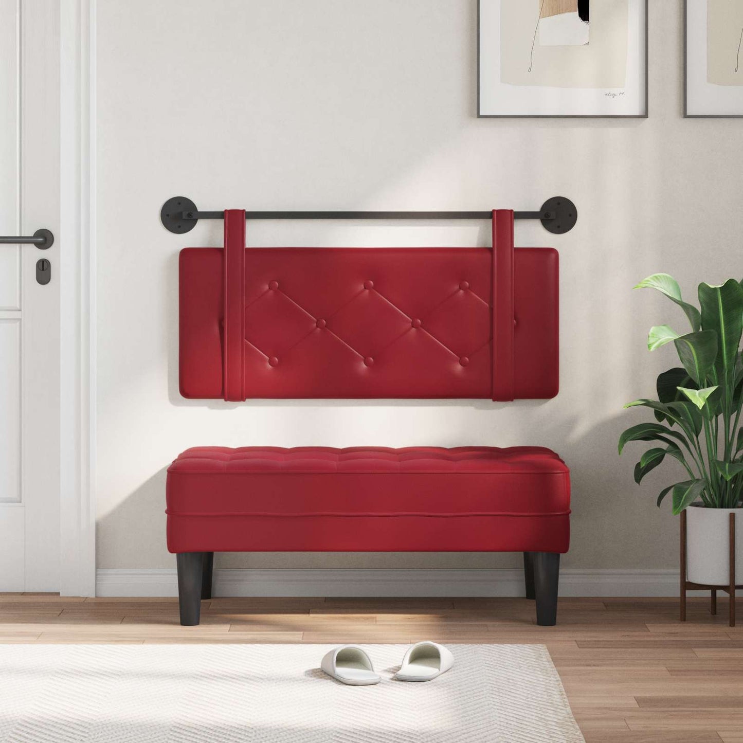 Testata appesa Rosso Vino 100 cm Pelle Sintetica