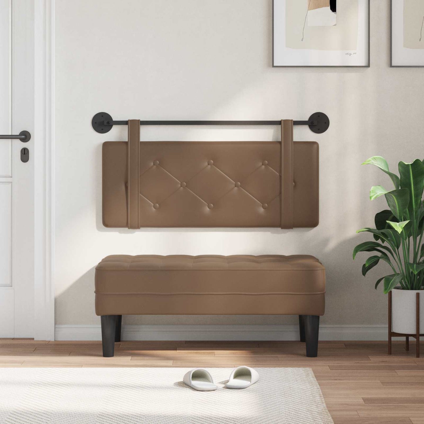 Testata appesa Cappuccino 100 cm Pelle Sintetica