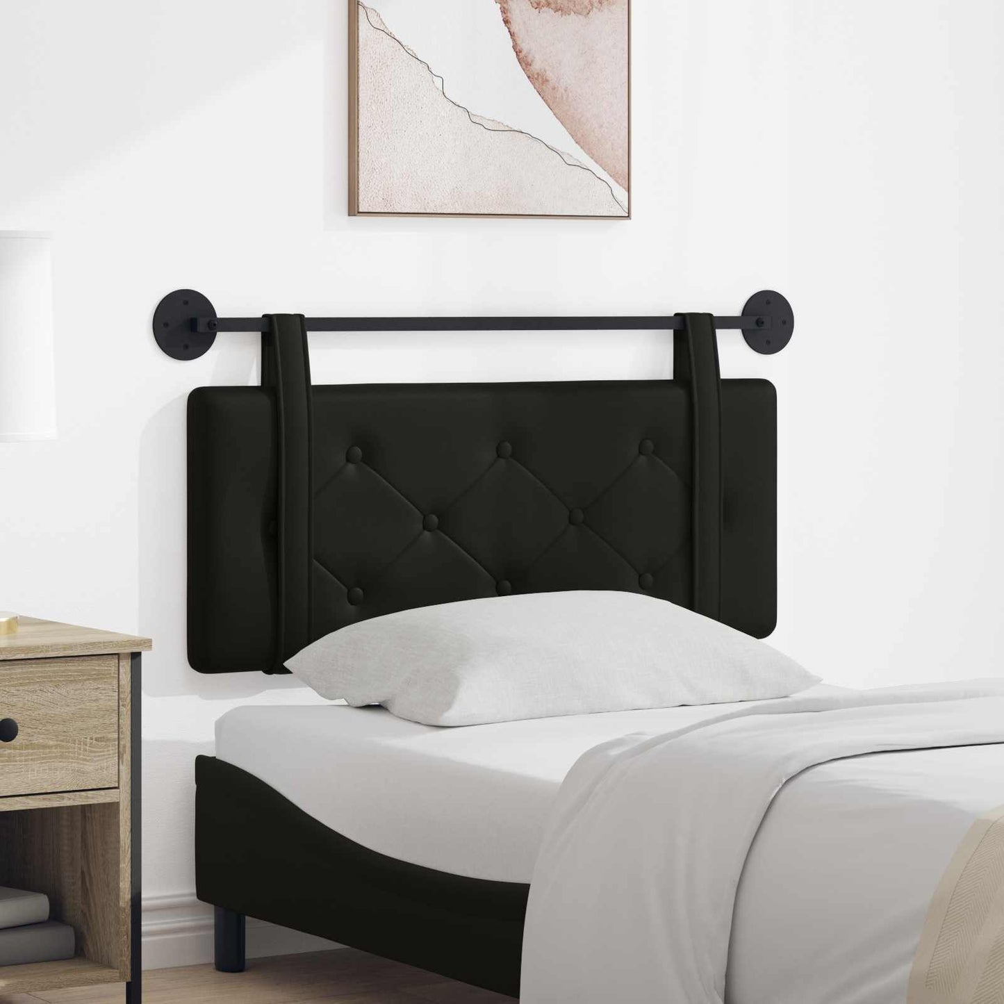 Testata appesa Montaggio a parete Nero 100 cm Pelle Sintetica