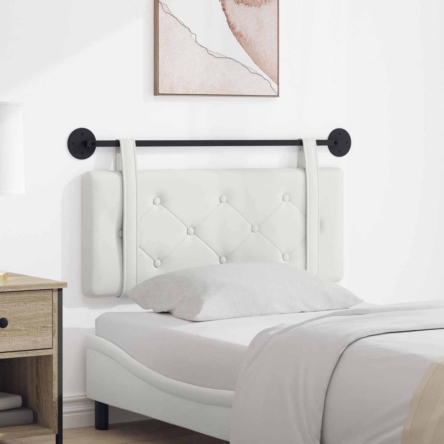 Testata appesa Bianco 110 x 55 x 5 cm Pelle Sintetica