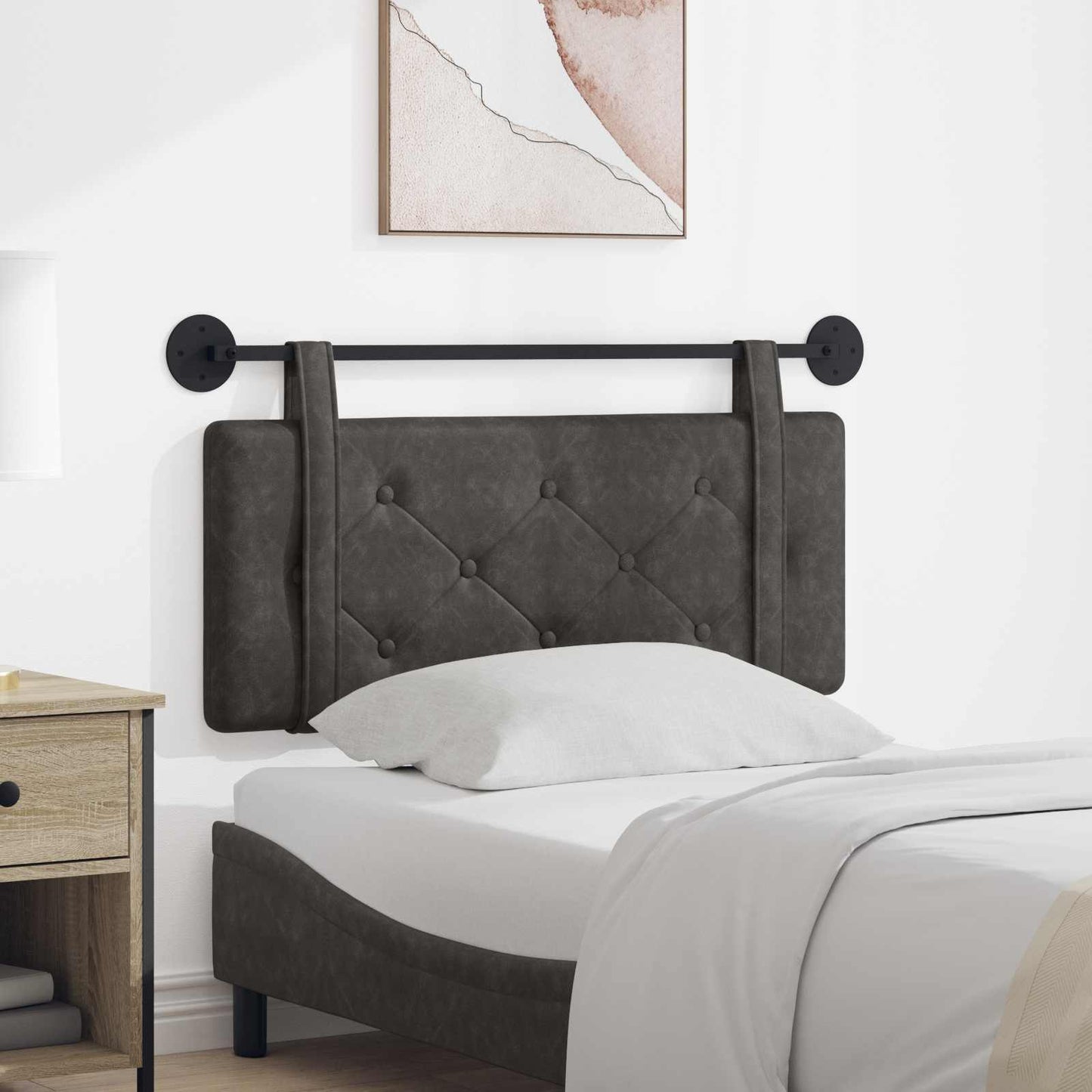 Testata appesa Montaggio a parete Nero 100 cm PU Antico