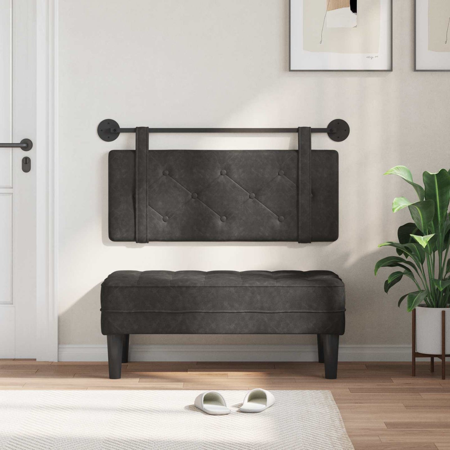 Testata appesa Montaggio a parete Nero 100 cm PU Antico