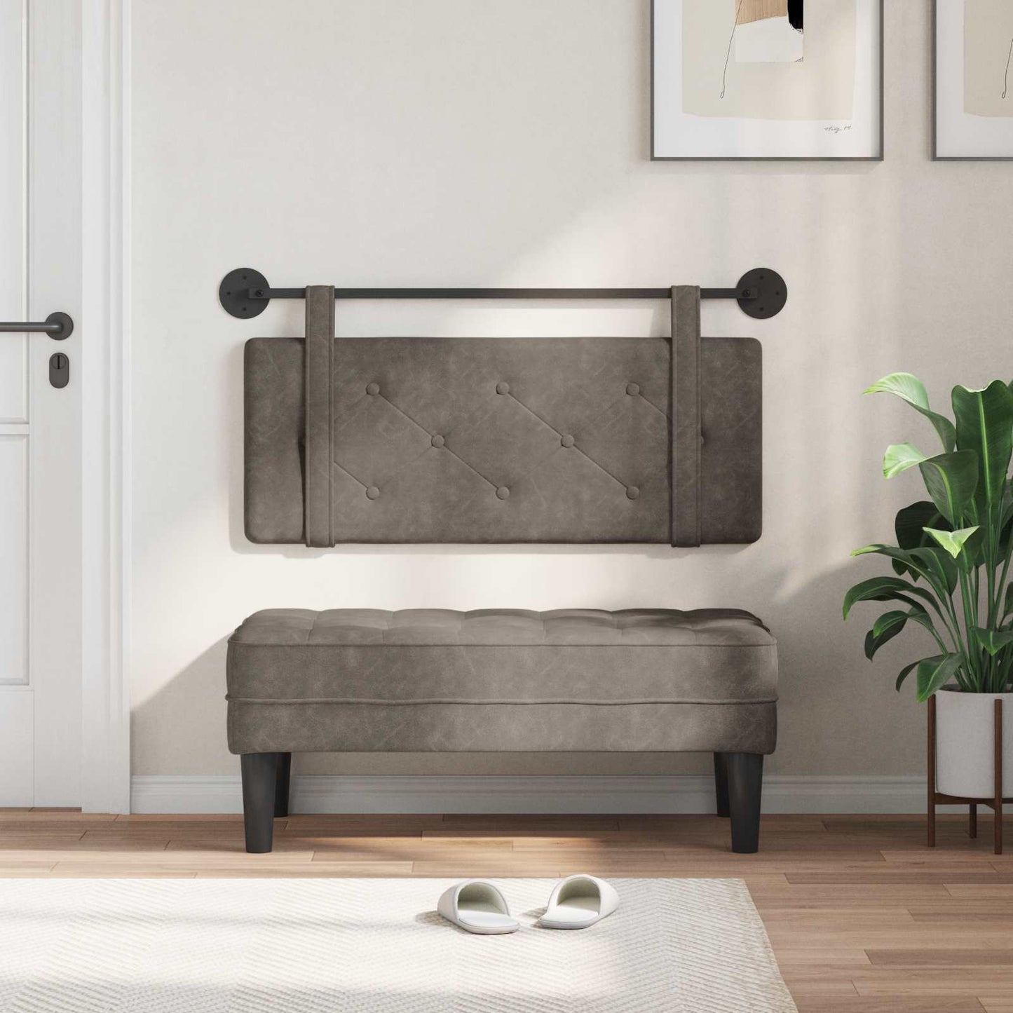 Testata appesa Montaggio a parete Grigio 100 cm PU Antico