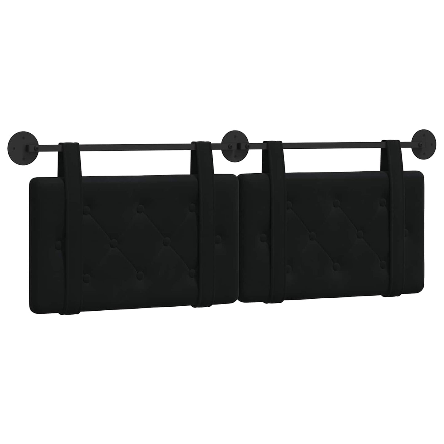 Testata appesa Montaggio a parete Nero 130 x 55 x 5 cm Velluto