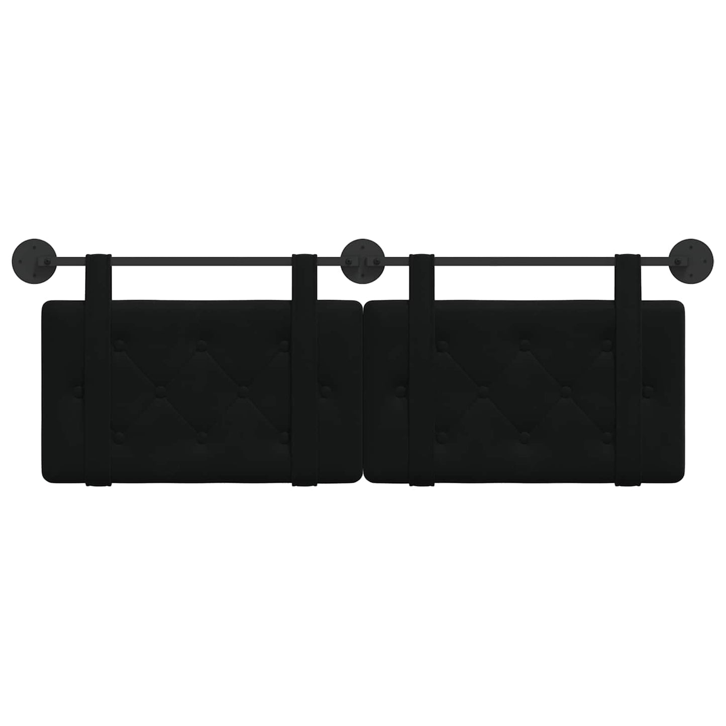 Testata appesa Montaggio a parete Nero 130 x 55 x 5 cm Velluto