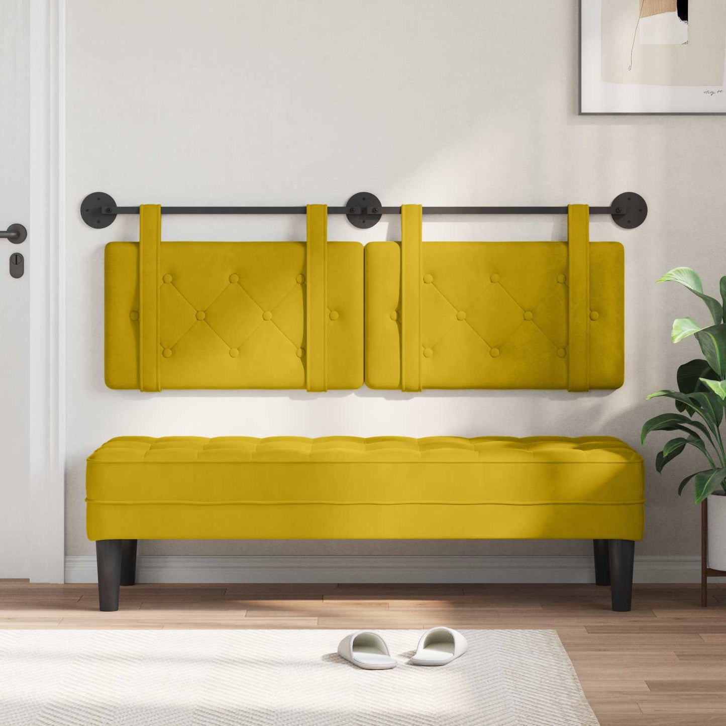 Testata appesa Giallo 130 x 55 x 5 cm Velluto