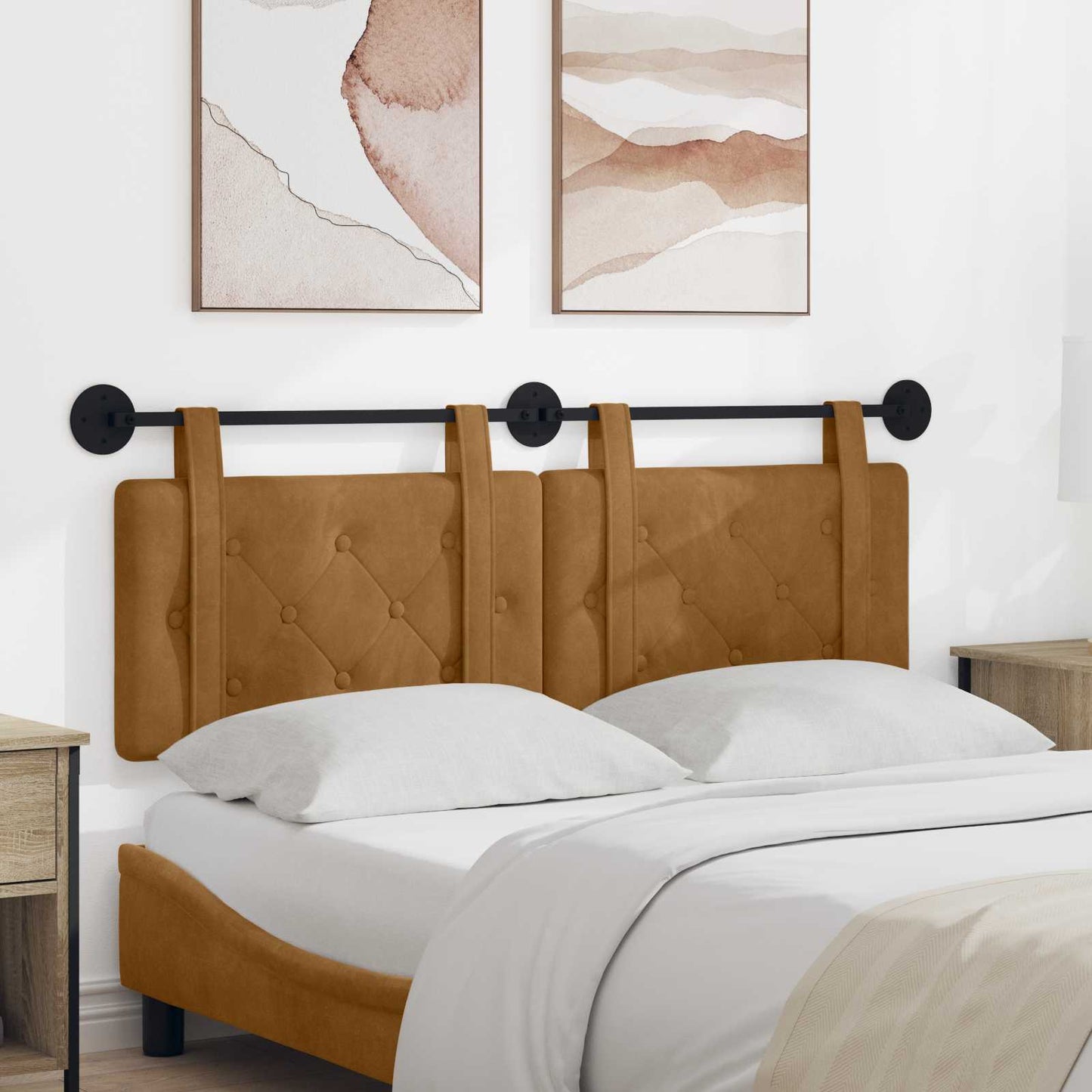 Testata appesa Marrone 130 x 55 x 5 cm Velluto