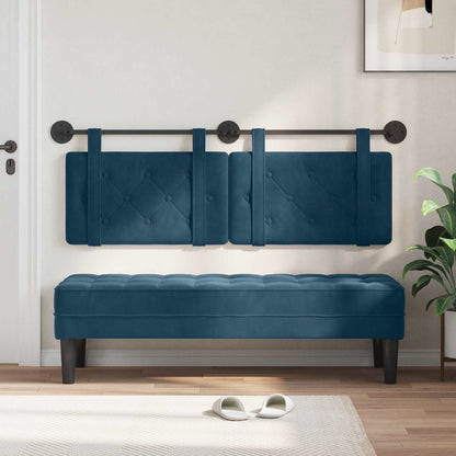 Testata appesa Montaggio a parete Blu 130 x 55 x 5 cm Velluto