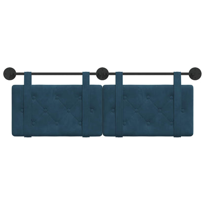 Testata appesa Montaggio a parete Blu 130 x 55 x 5 cm Velluto