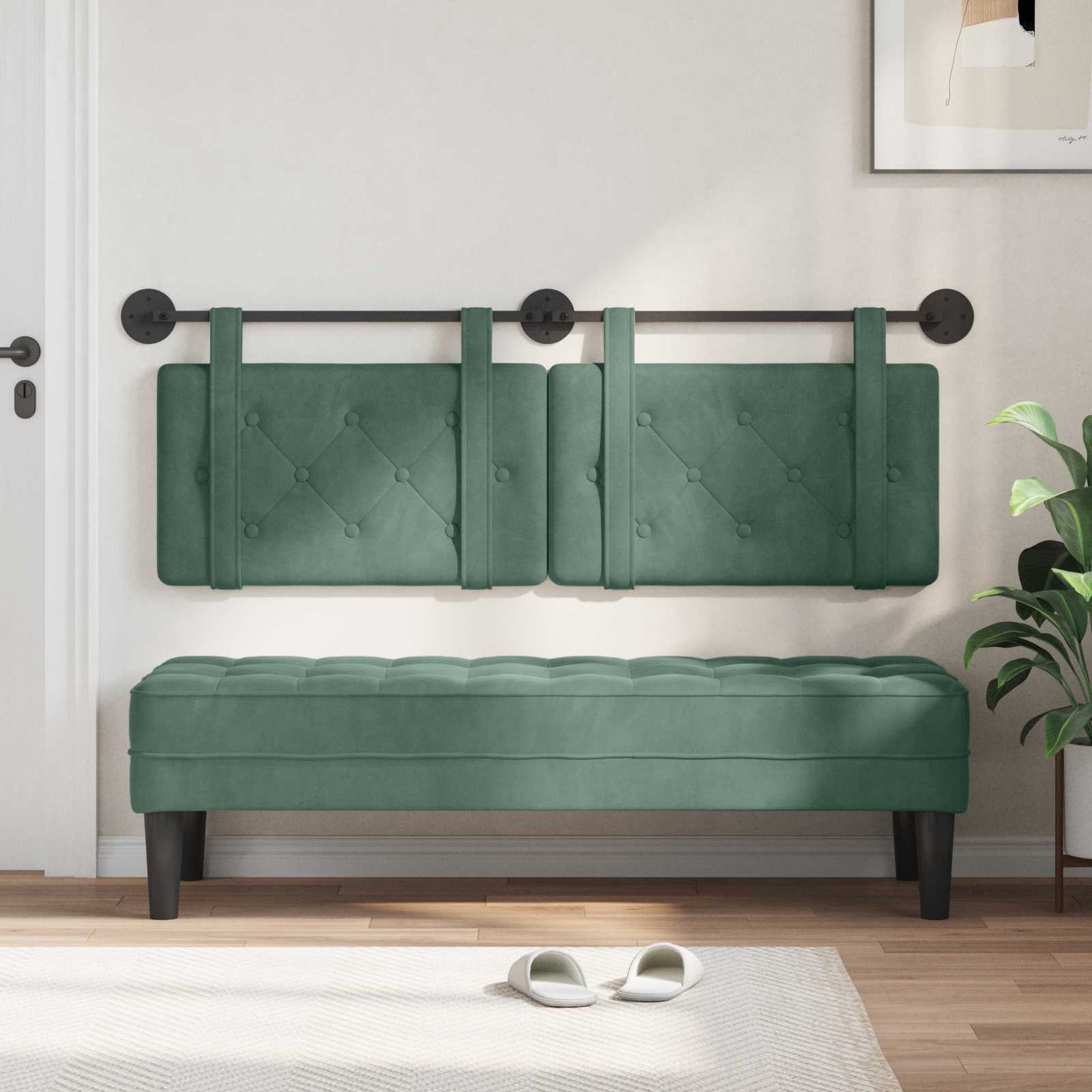 Testata appesa Verde Mare 130 x 55 x 5 cm Velluto