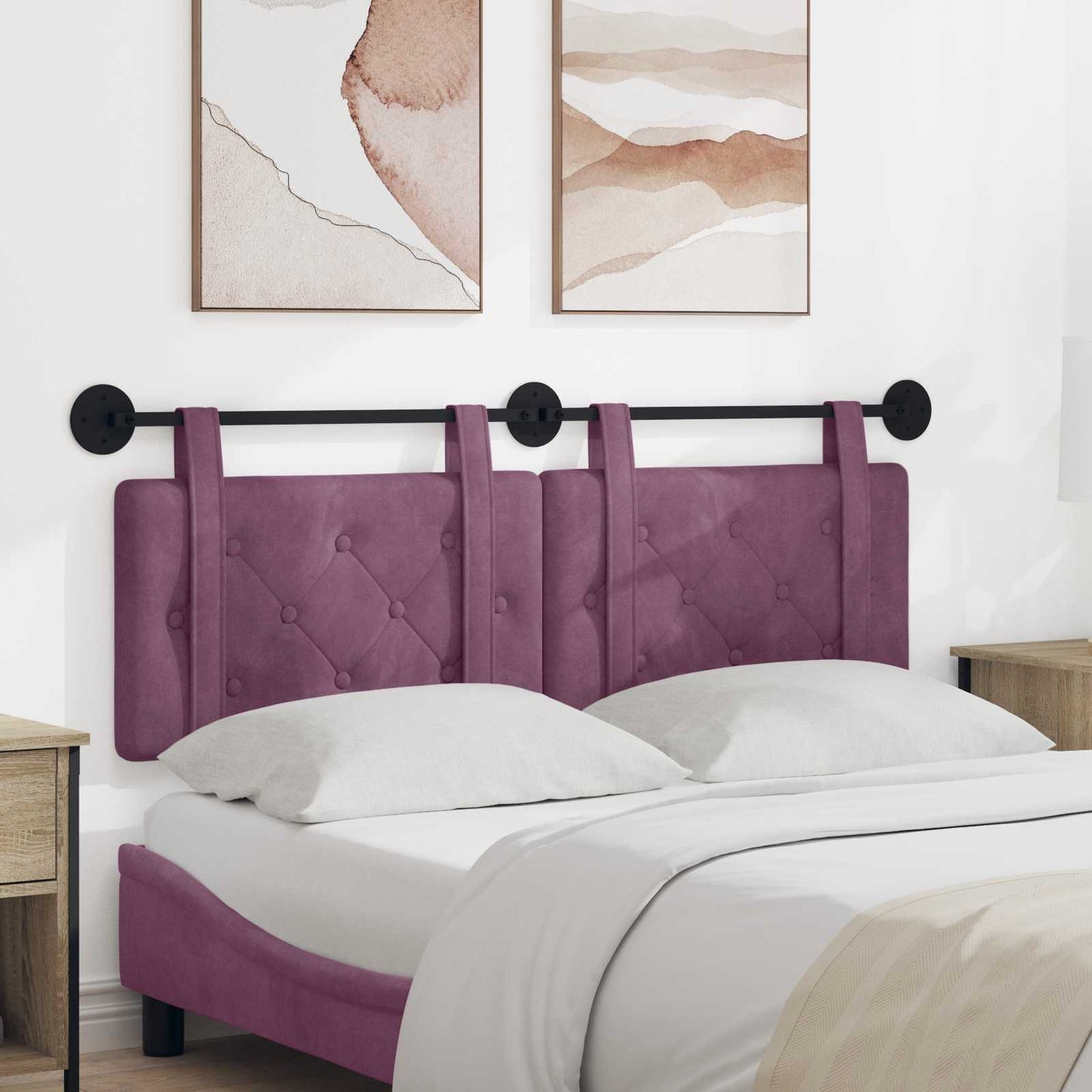 Testata appesa Montaggio a parete Viola 130 x 55 x 5 cm Velluto