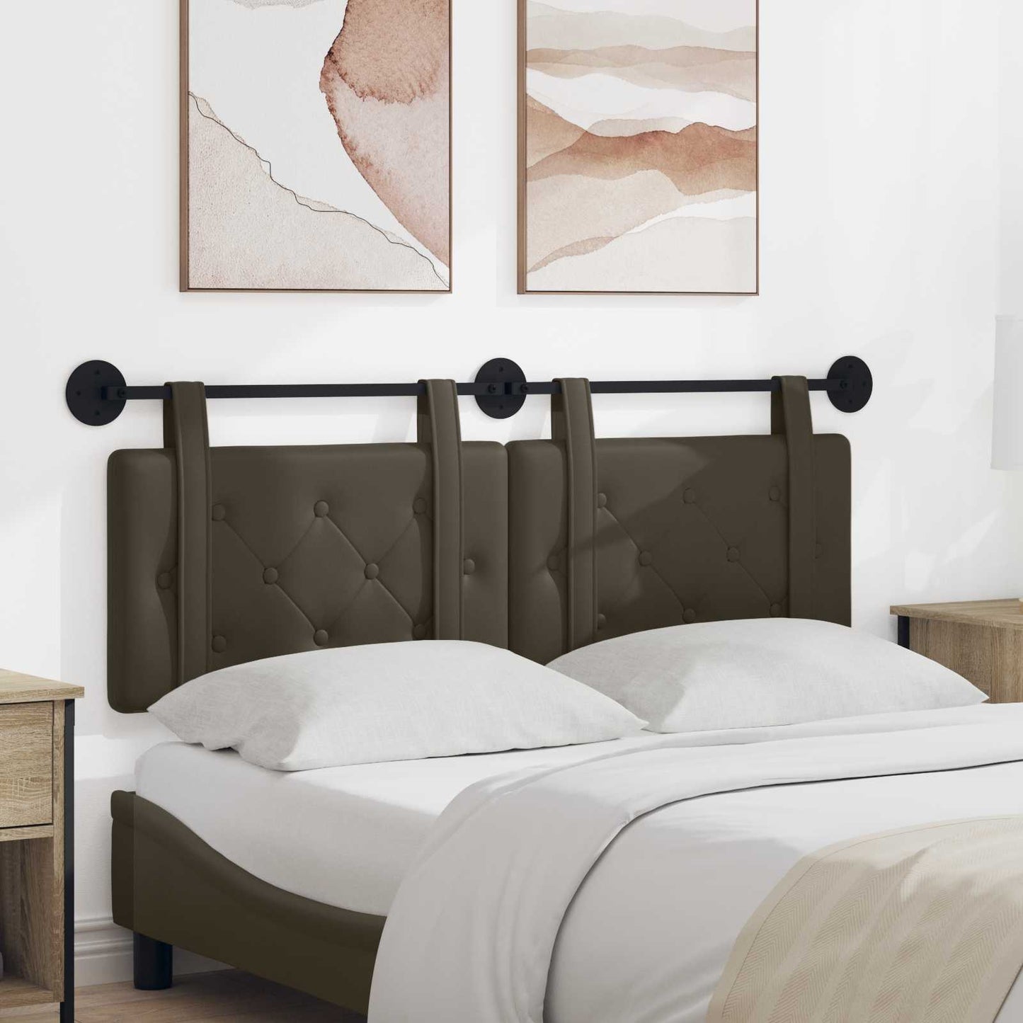 Testata appesa Grigio 130 x 55 x 5 cm Pelle Sintetica