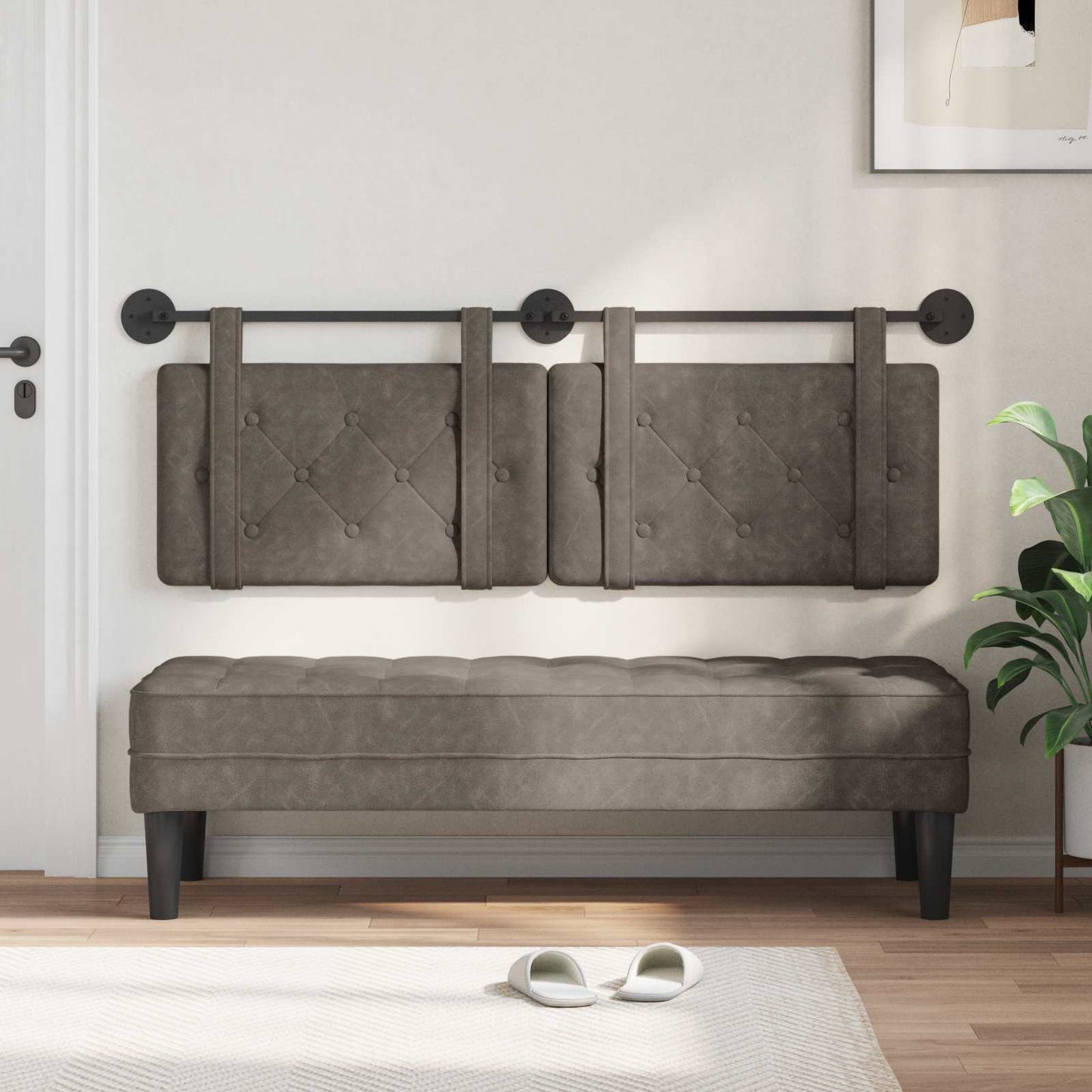 Testata appesa Grigio 130 x 55 x 5 cm PU Antico