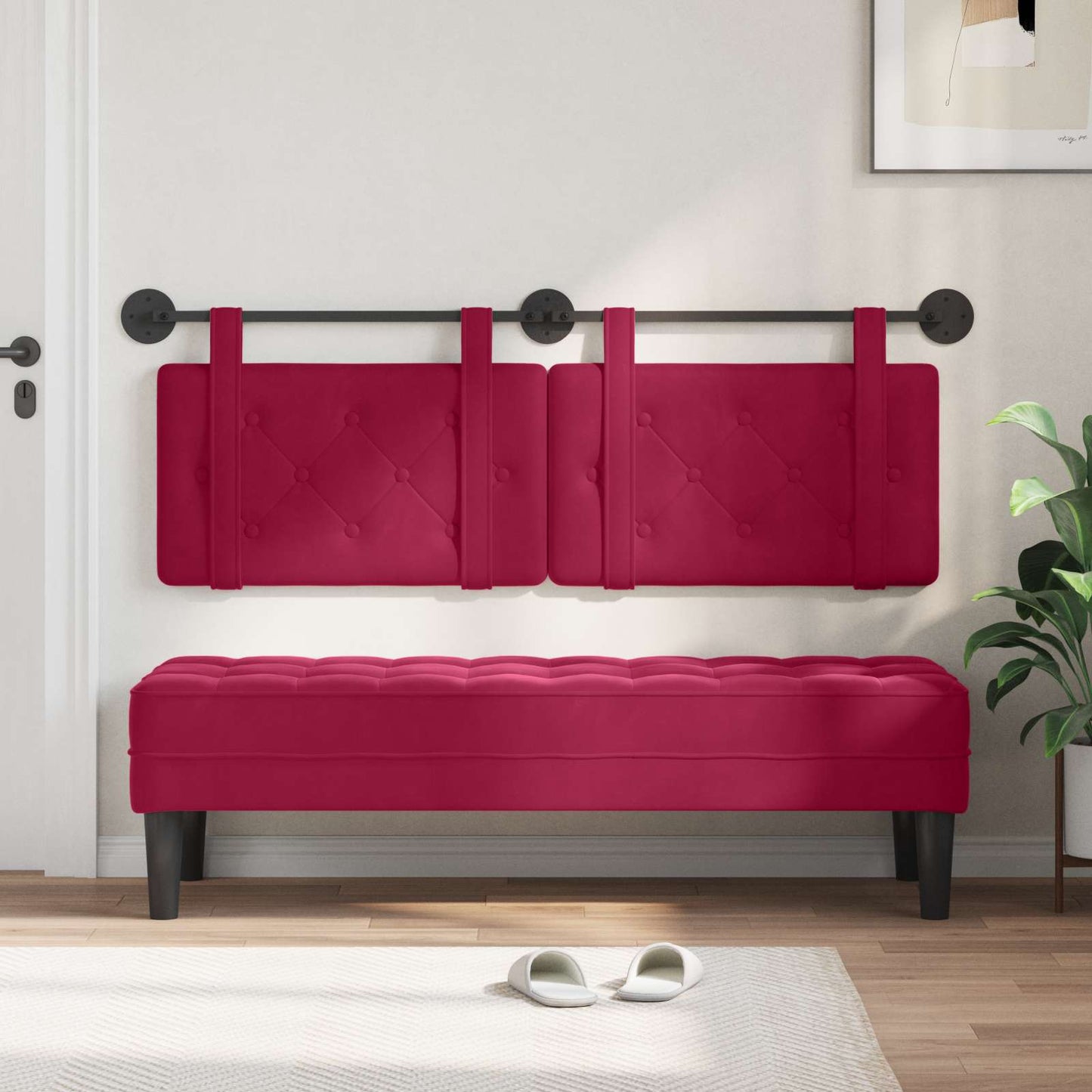 Testata appesa Rosso Vino 150 x 55 x 5 cm Velluto