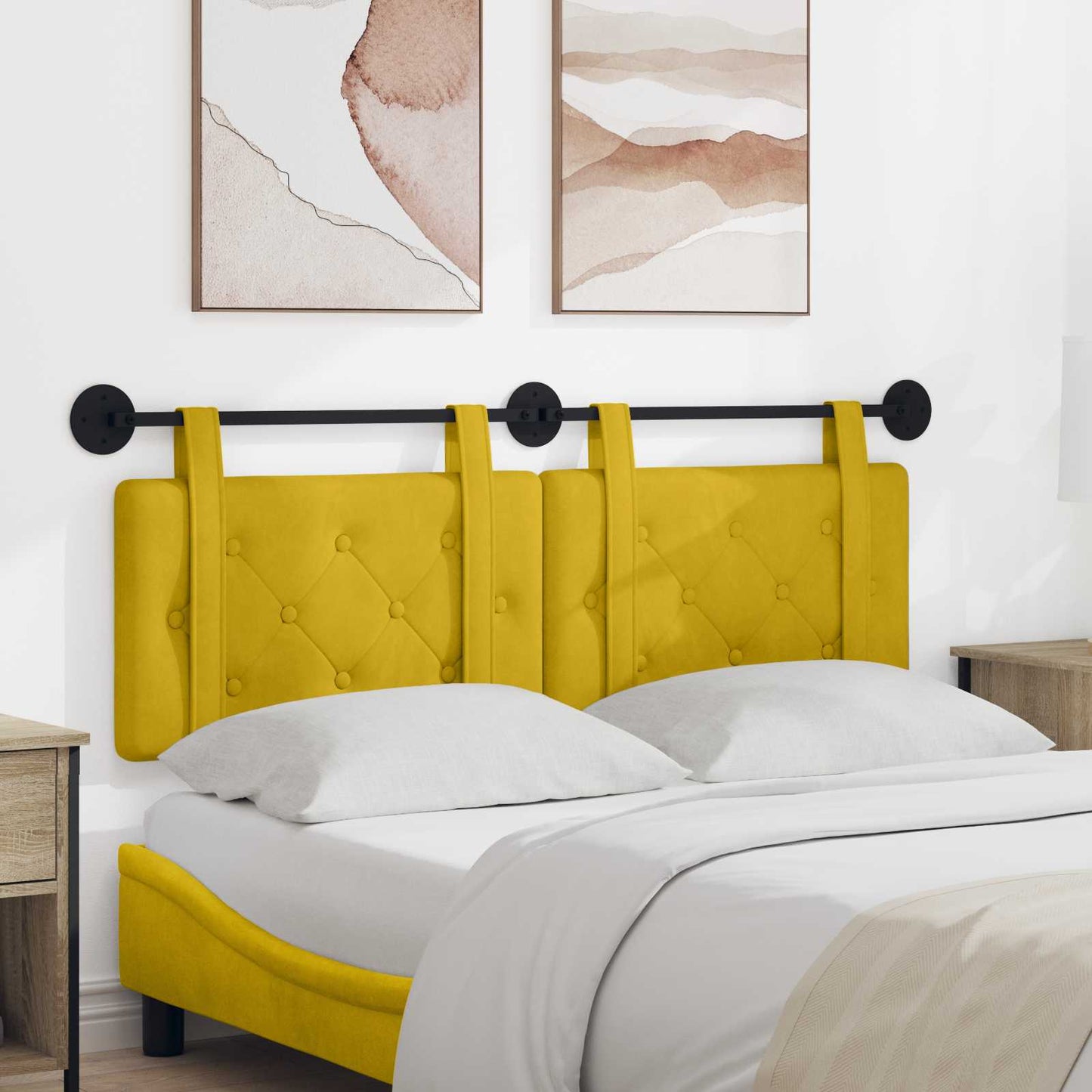 Testata appesa Giallo 150 x 55 x 5 cm Velluto