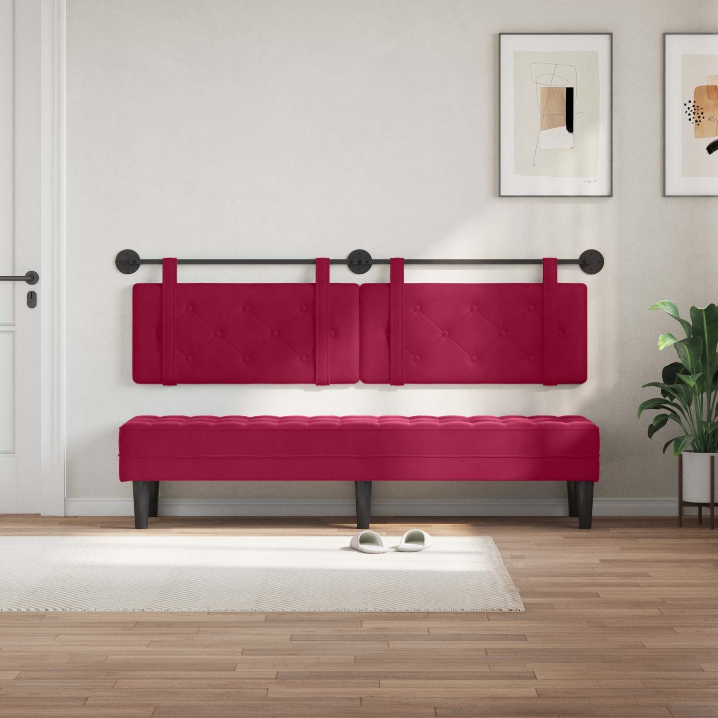 Testata appesa Rosso Vino 170 x 55 x 5 cm Velluto