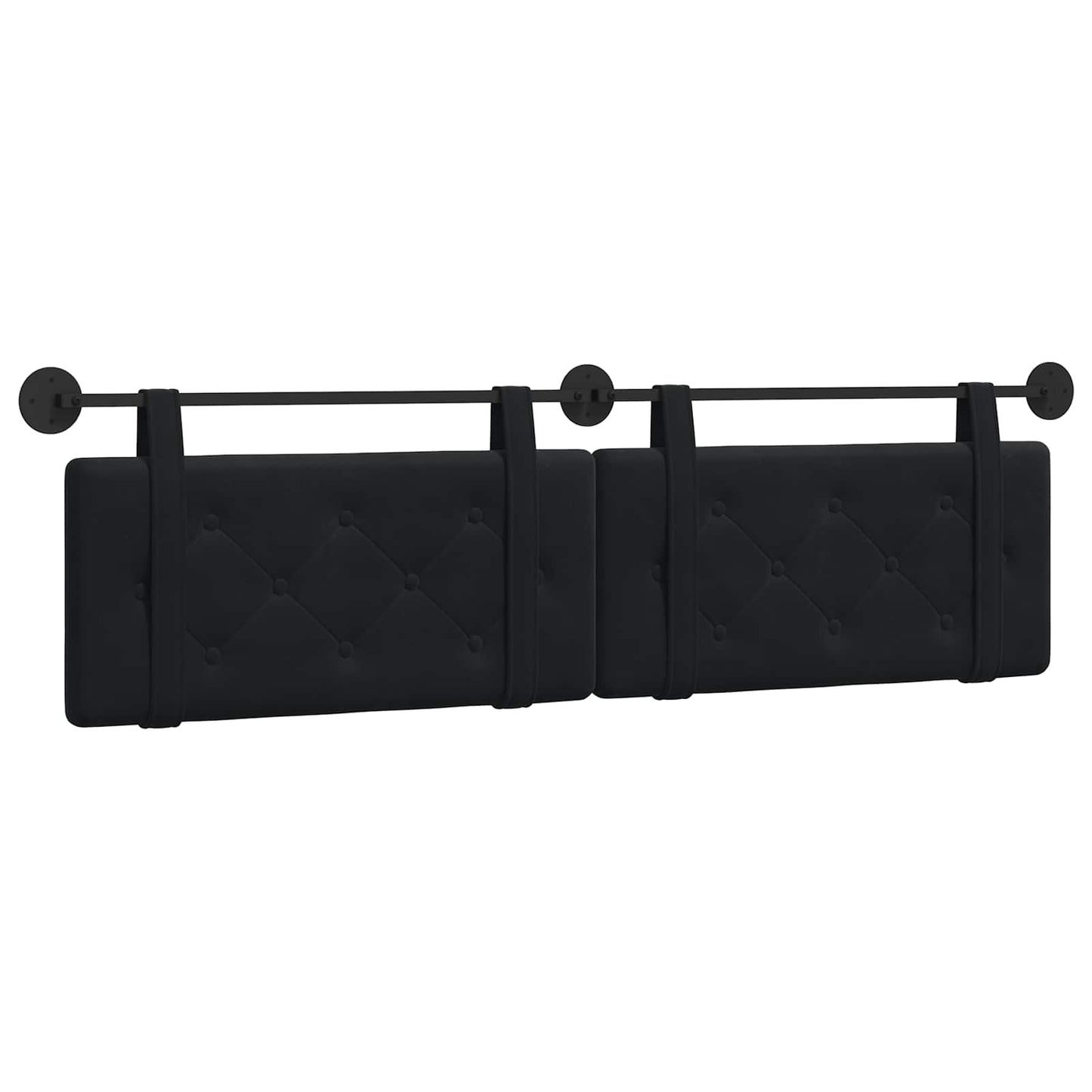 Testata appesa Montaggio a parete Nero 170 x 55 x 5 cm Velluto