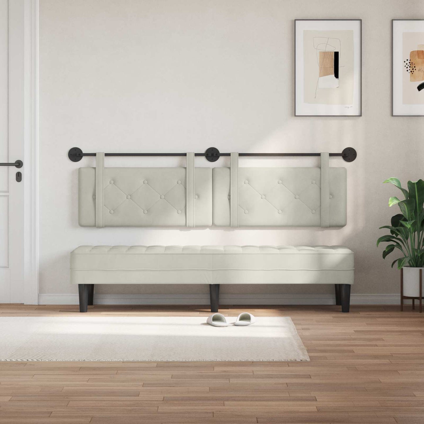 Testata appesa Montaggio a parete Crema 170 x 55 x 5 cm Velluto