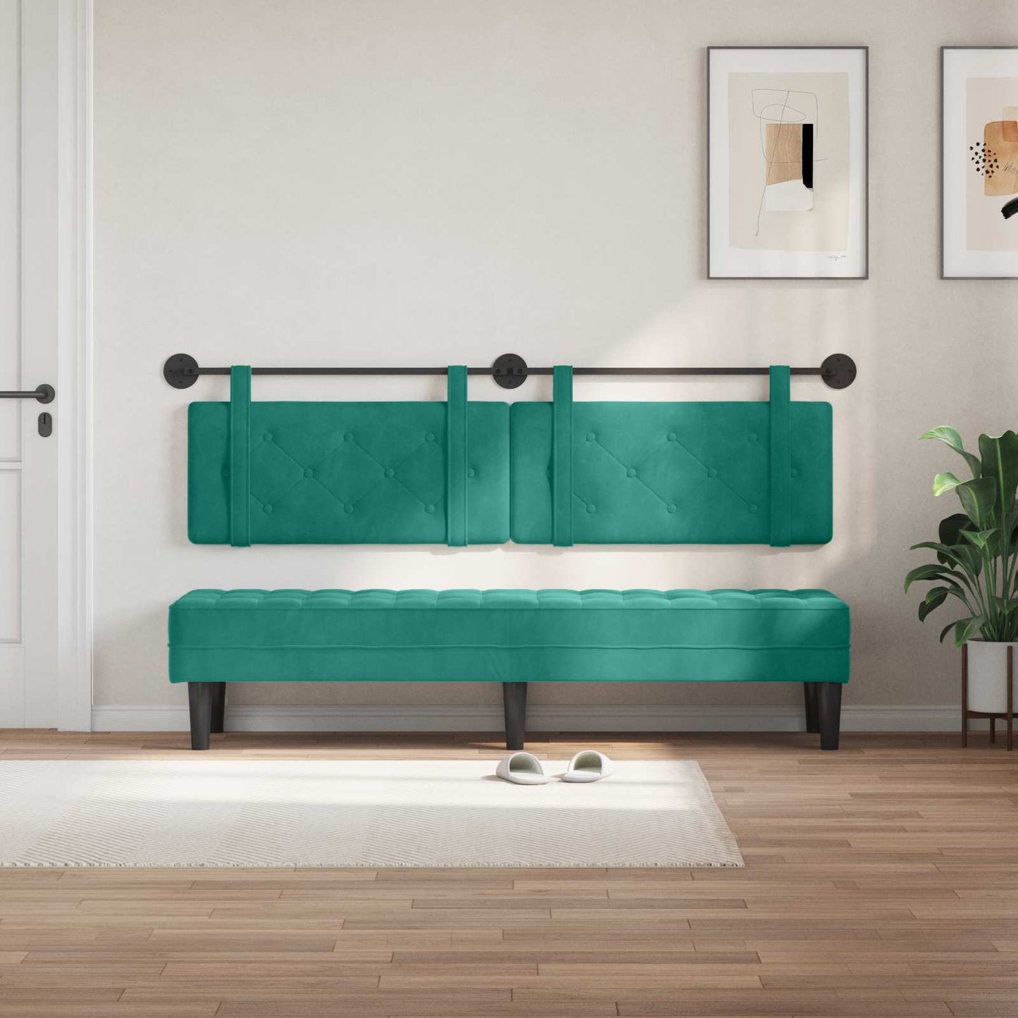 Testata appesa Turchese 170 x 55 x 5 cm Velluto