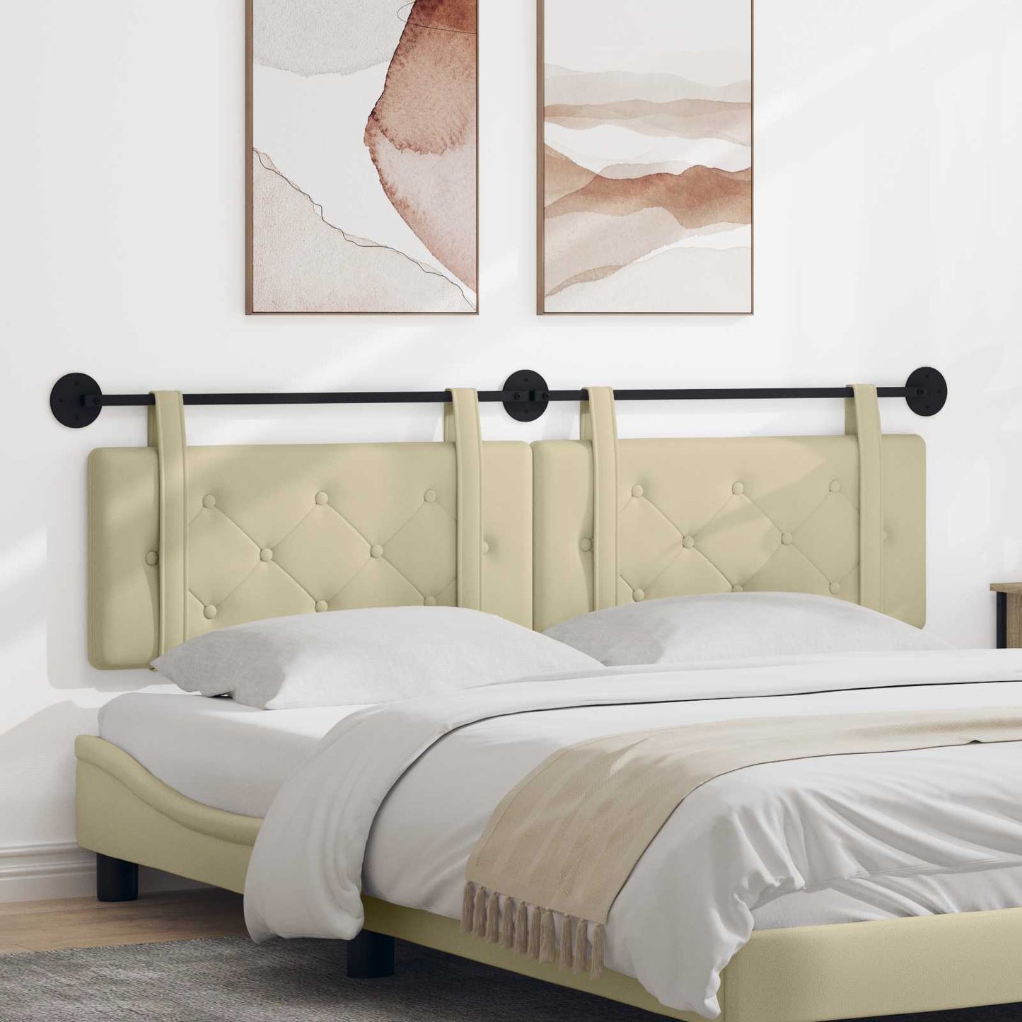 Testata appesa Crema 170 x 55 x 5 cm Pelle Sintetica
