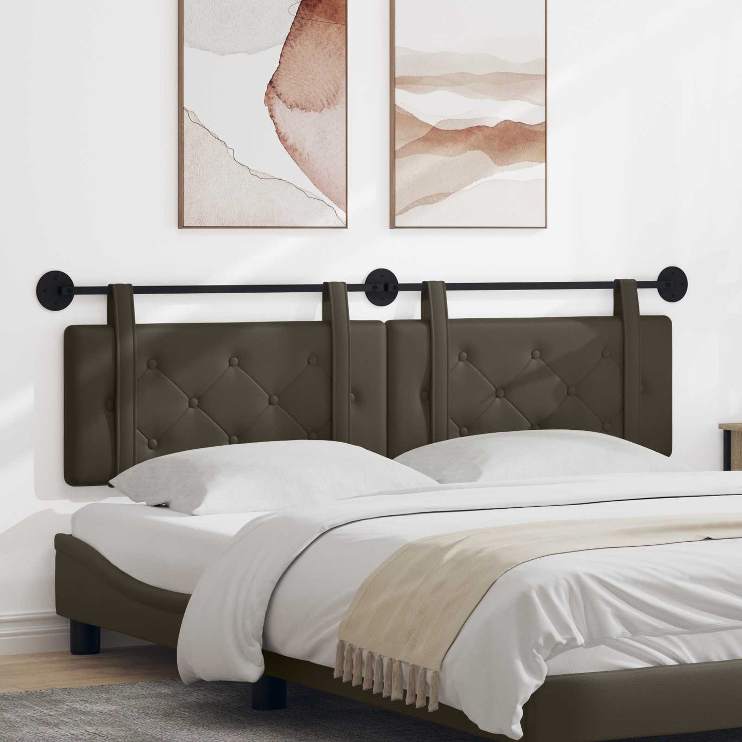 Testata appesa Grigio 170 x 55 x 5 cm Pelle Sintetica