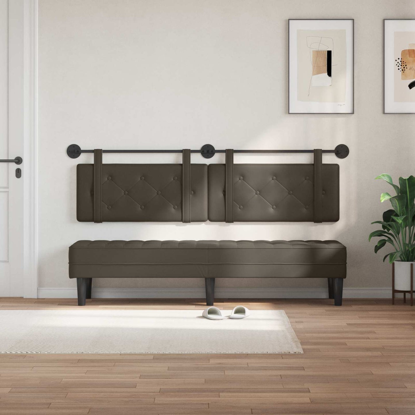 Testata appesa Grigio 170 x 55 x 5 cm Pelle Sintetica