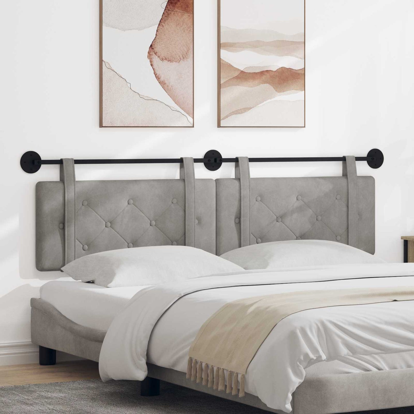 Testata appesa Grigio chiaro 190 x 55 x 7 cm Velluto