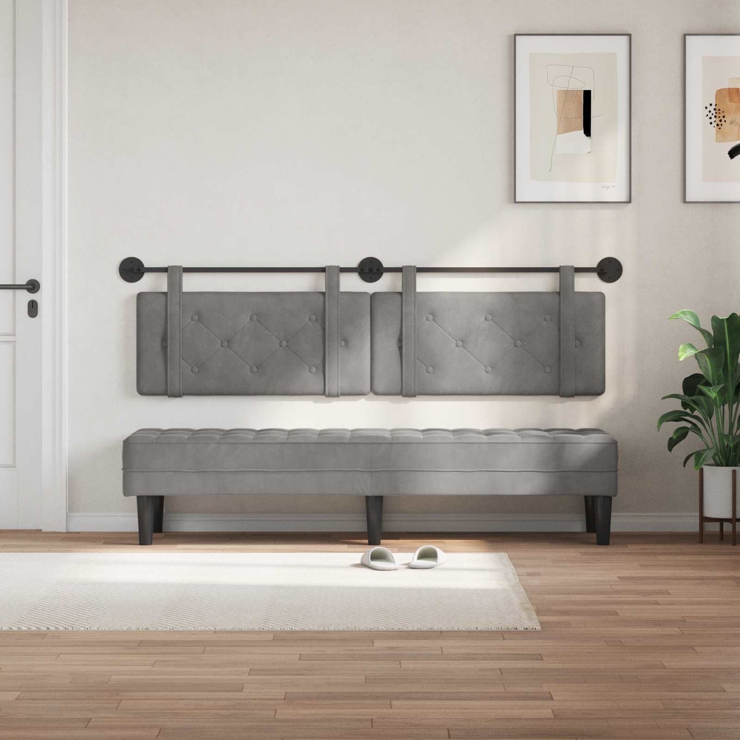 Testata appesa Grigio chiaro 190 x 55 x 7 cm Velluto