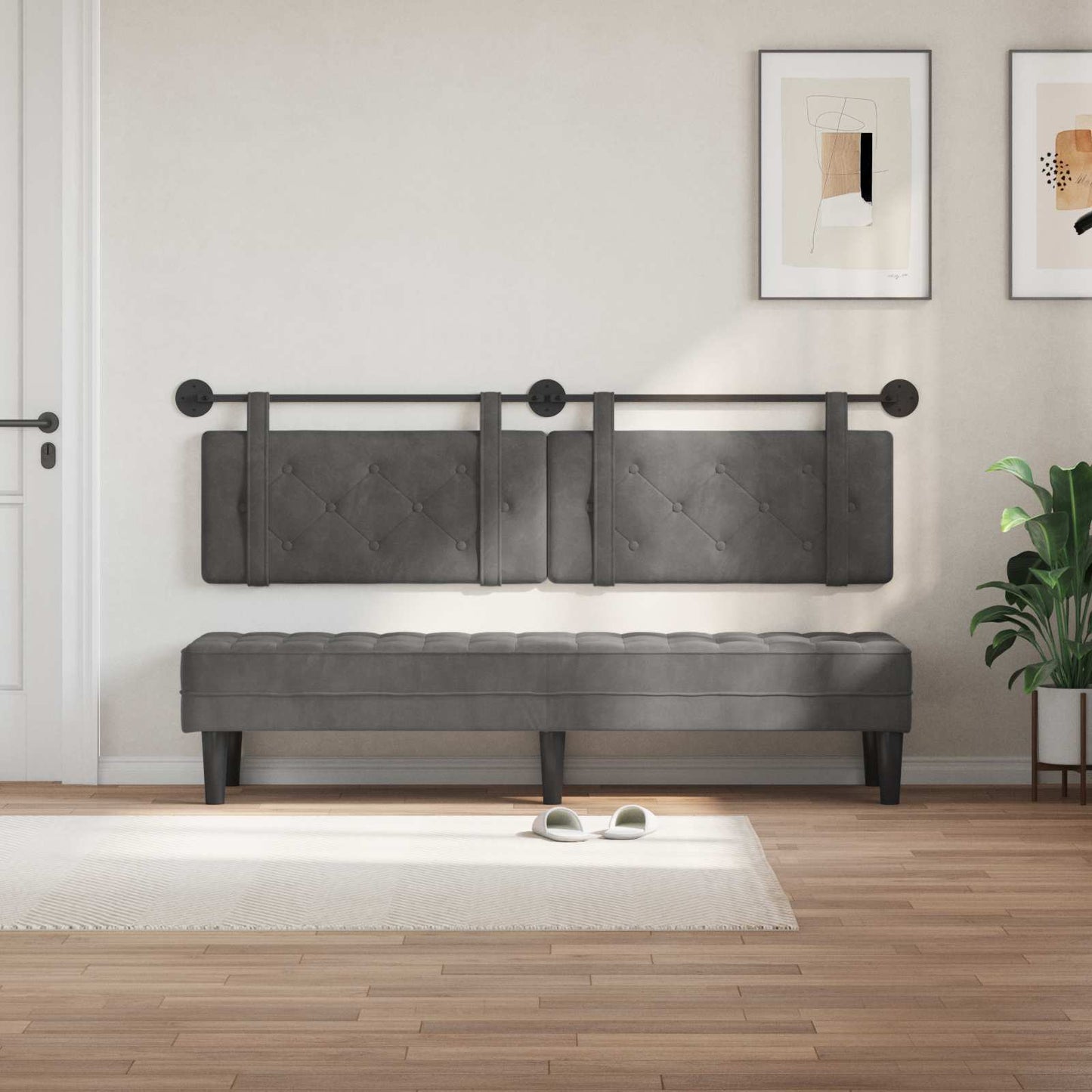 Testata appesa Grigio scuro 190 x 55 x 5 cm Velluto