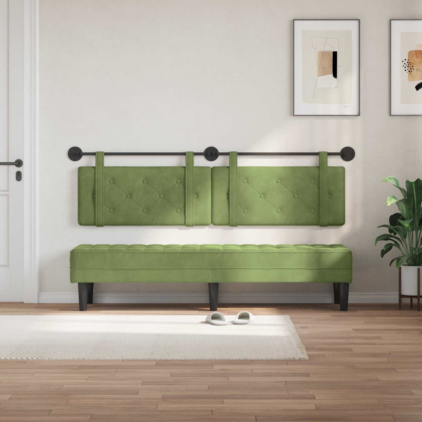 Testata appesa Verde chiaro 190 x 55 x 5 cm Velluto