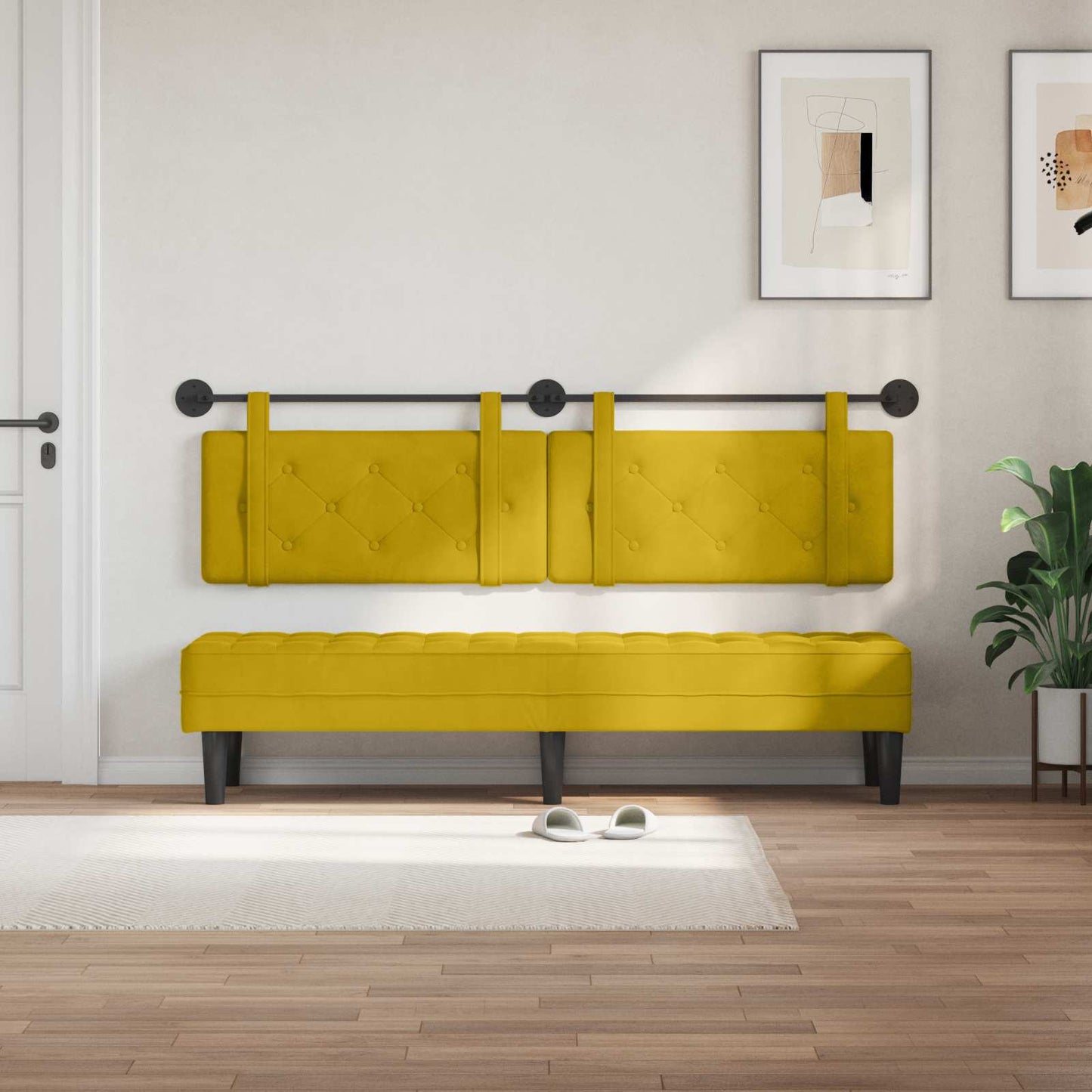 Testata appesa Giallo 190 x 55 x 5 cm Velluto