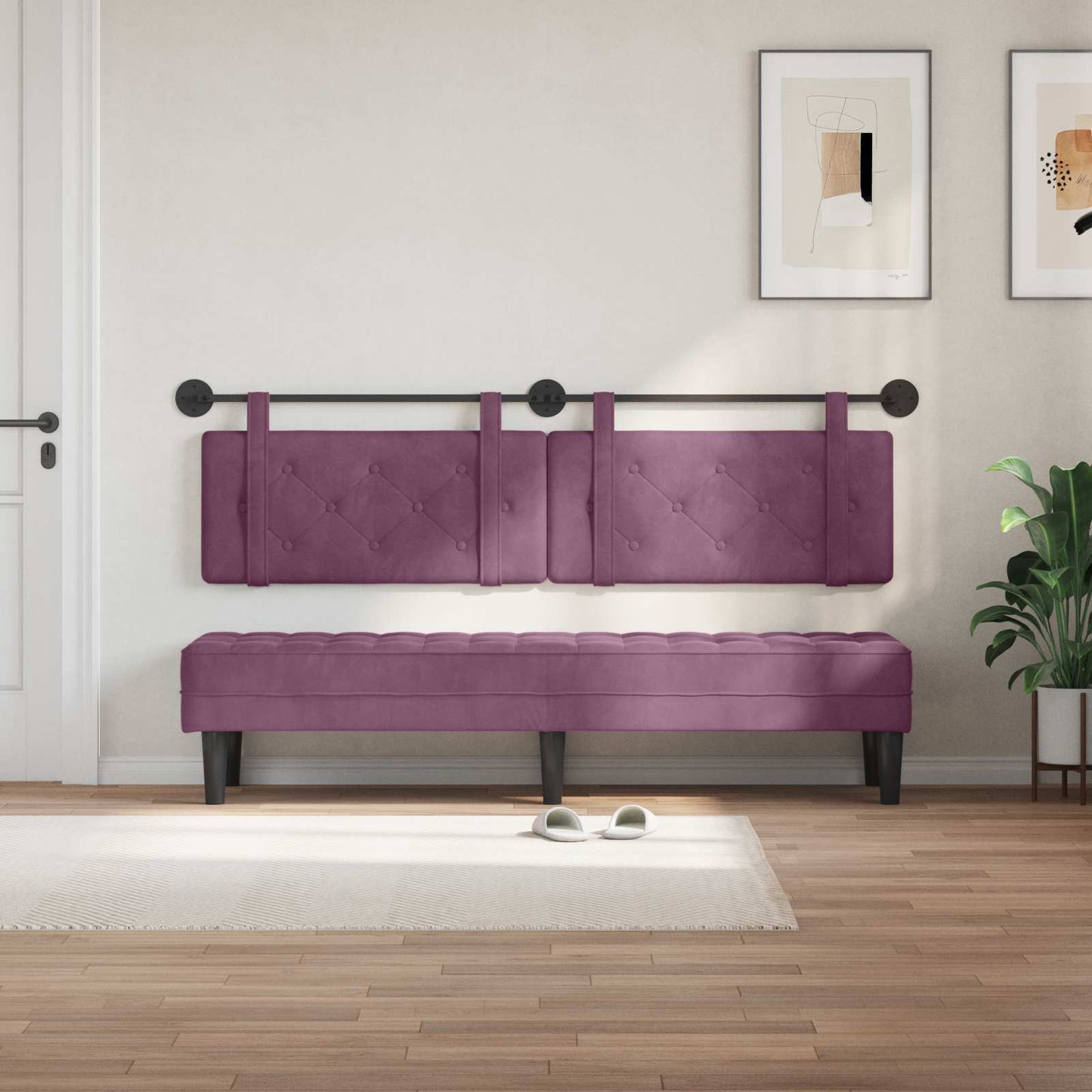 Testata appesa Montaggio a parete Viola 190 x 55 x 5 cm Velluto