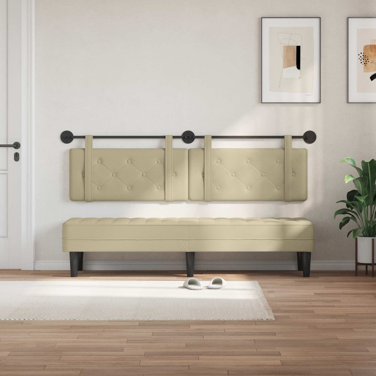 Testata appesa Crema 190 x 55 x 5 cm Pelle Sintetica