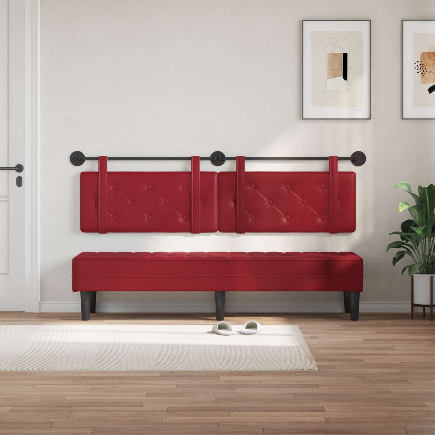 Testata appesa Rosso Vino 190 x 55 x 5 cm Pelle Sintetica