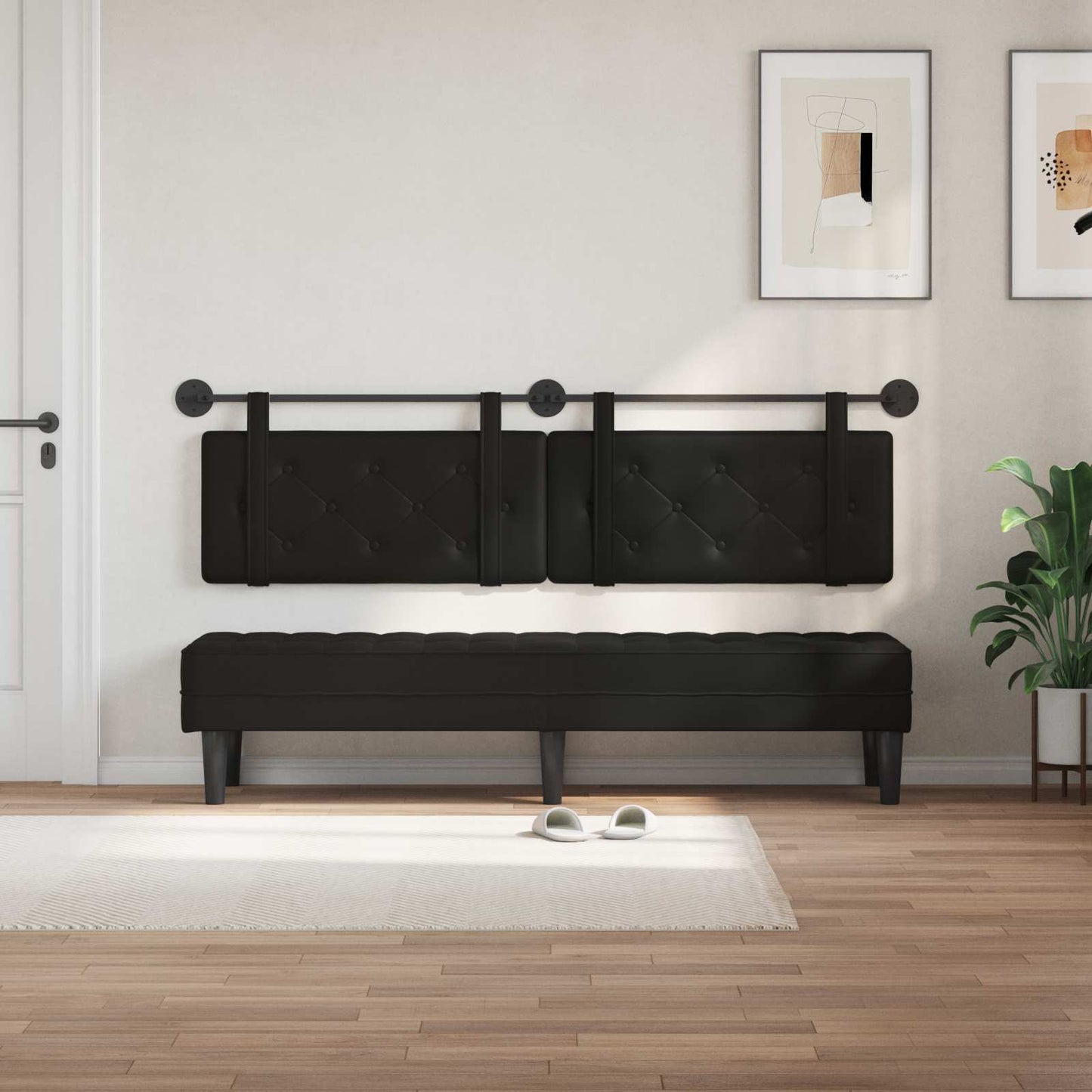 Testata appesa Nero 190 x 55 x 5 cm Pelle Sintetica