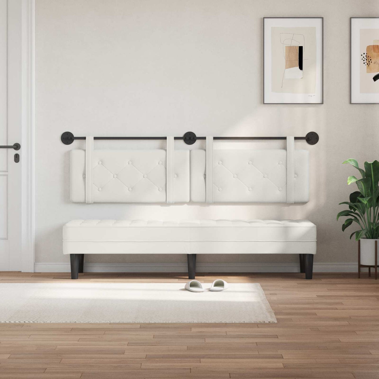 Testata appesa Bianco 190 x 55 x 5 cm Pelle Sintetica