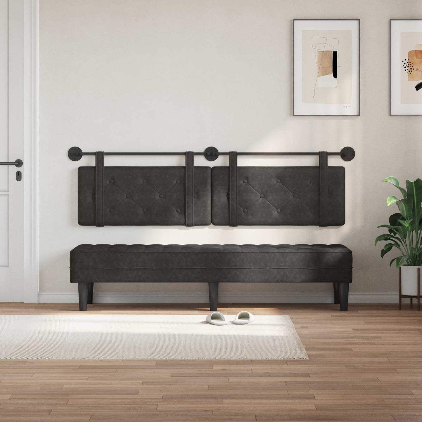 Testata appesa Nero 190 x 55 x 5 cm PU Antico