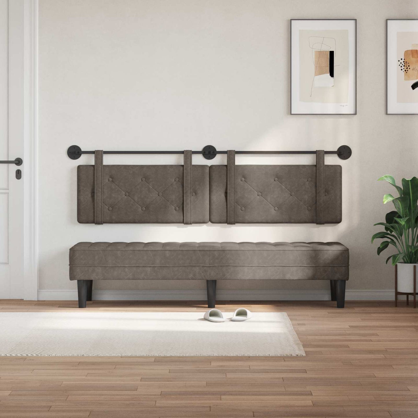 Testata appesa Grigio 190 x 55 x 5 cm PU Antico