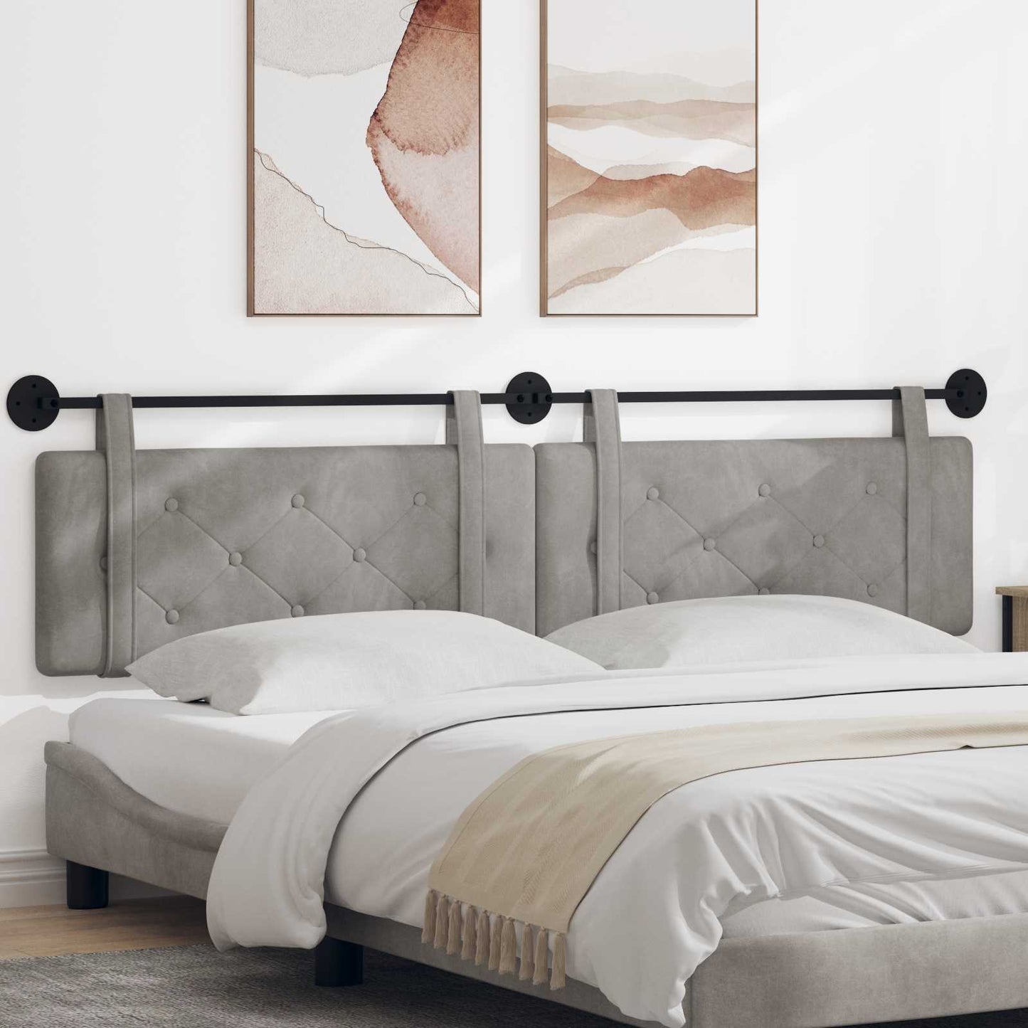 Testata appesa Grigio chiaro 210 x 55 x 5 cm Velluto