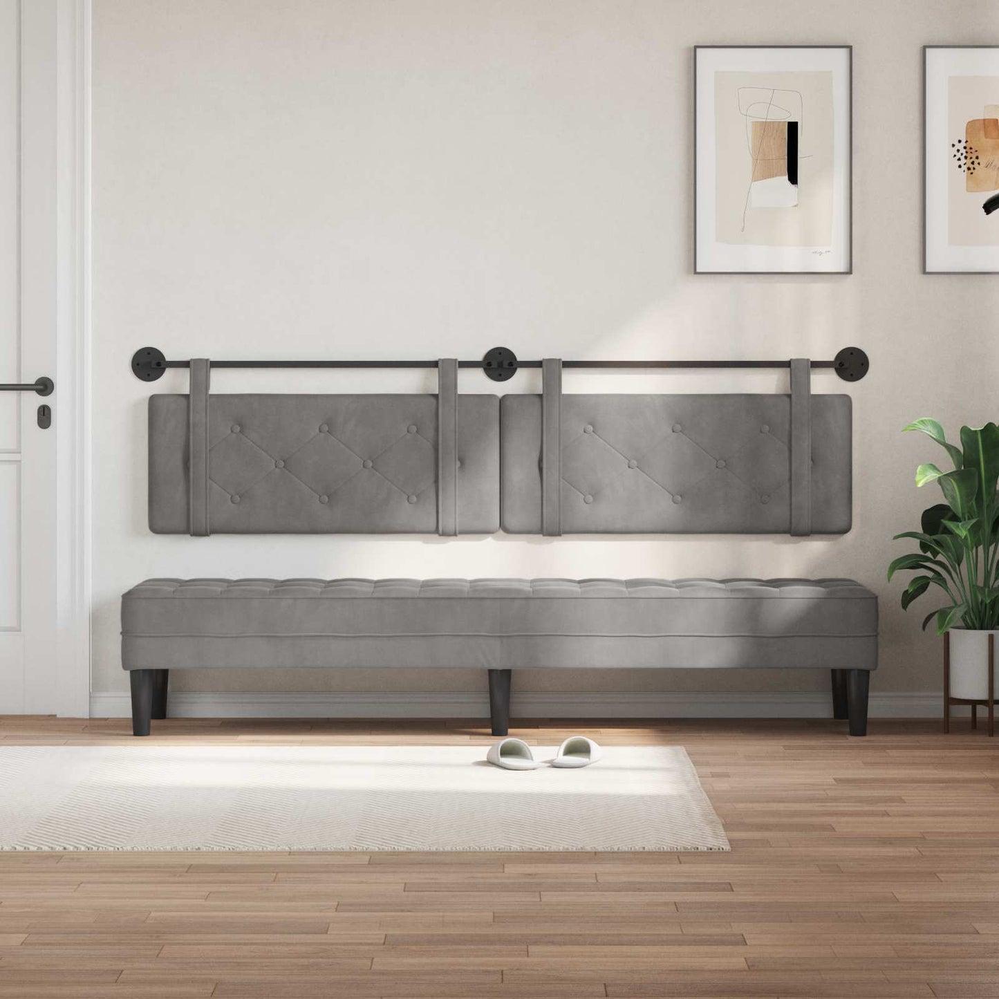 Testata appesa Grigio chiaro 210 x 55 x 5 cm Velluto