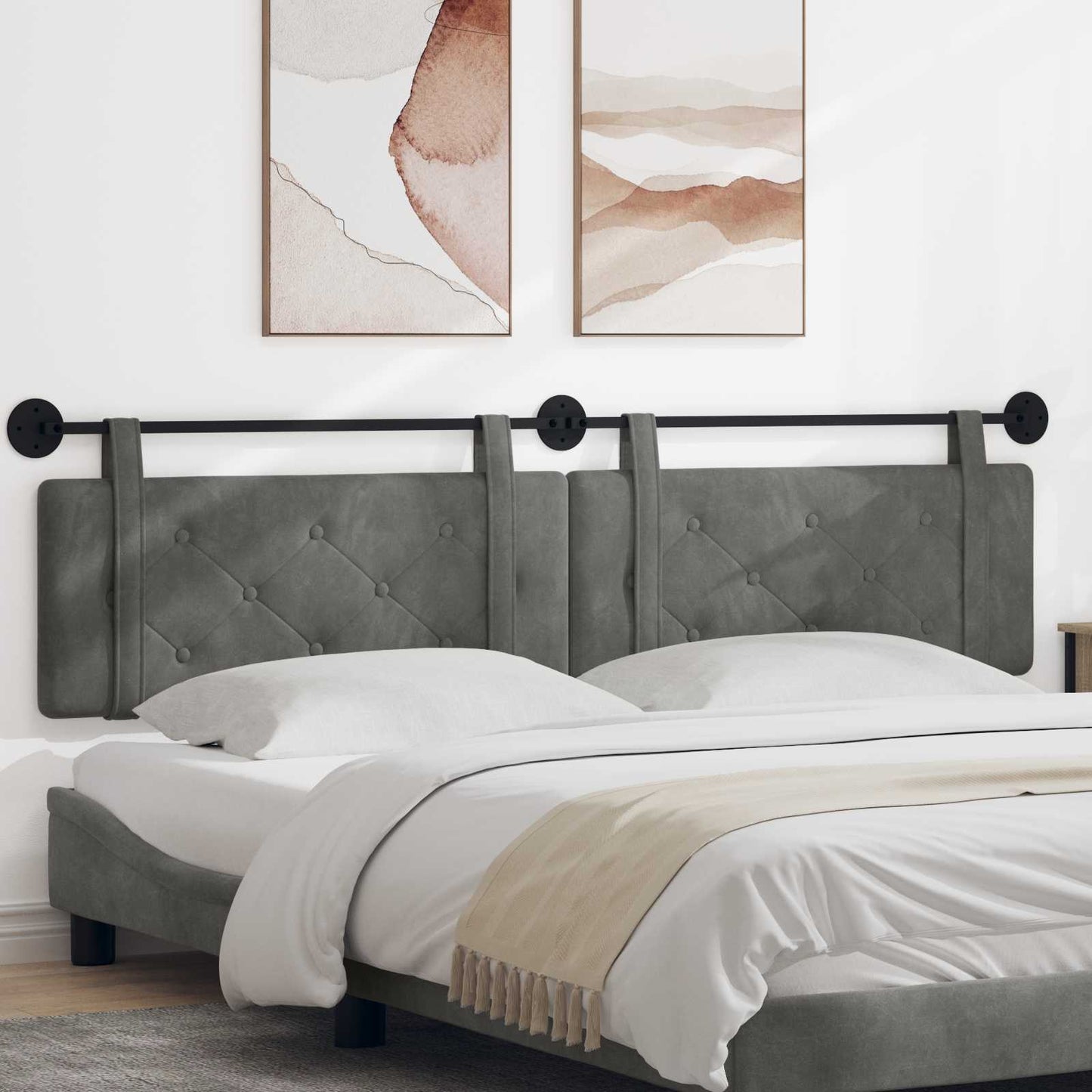 Testata appesa Grigio scuro 210 x 55 x 5 cm Velluto